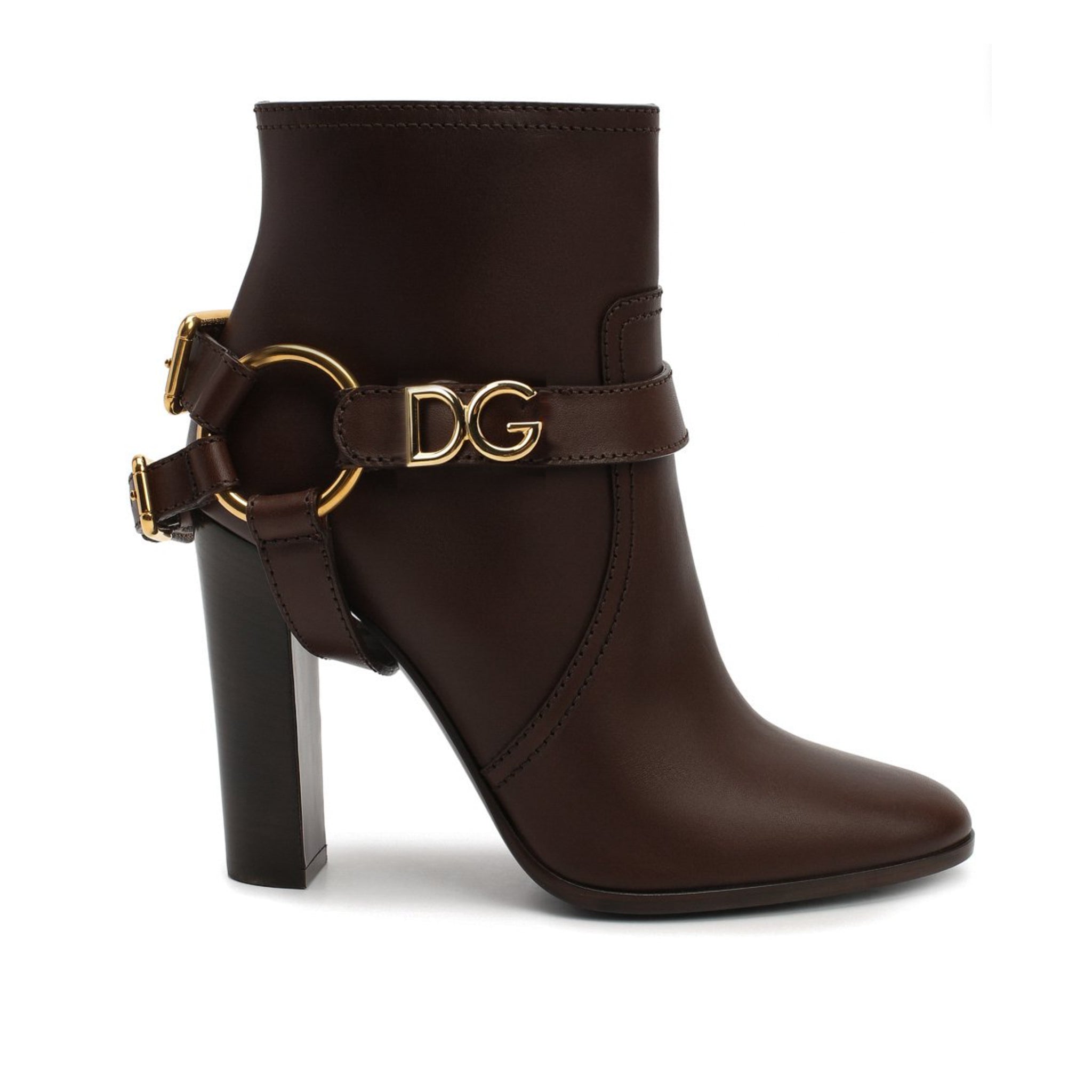 DOLCE & GABBANA Leather Ankle Boots with Zip Fastening and Detachable Tag