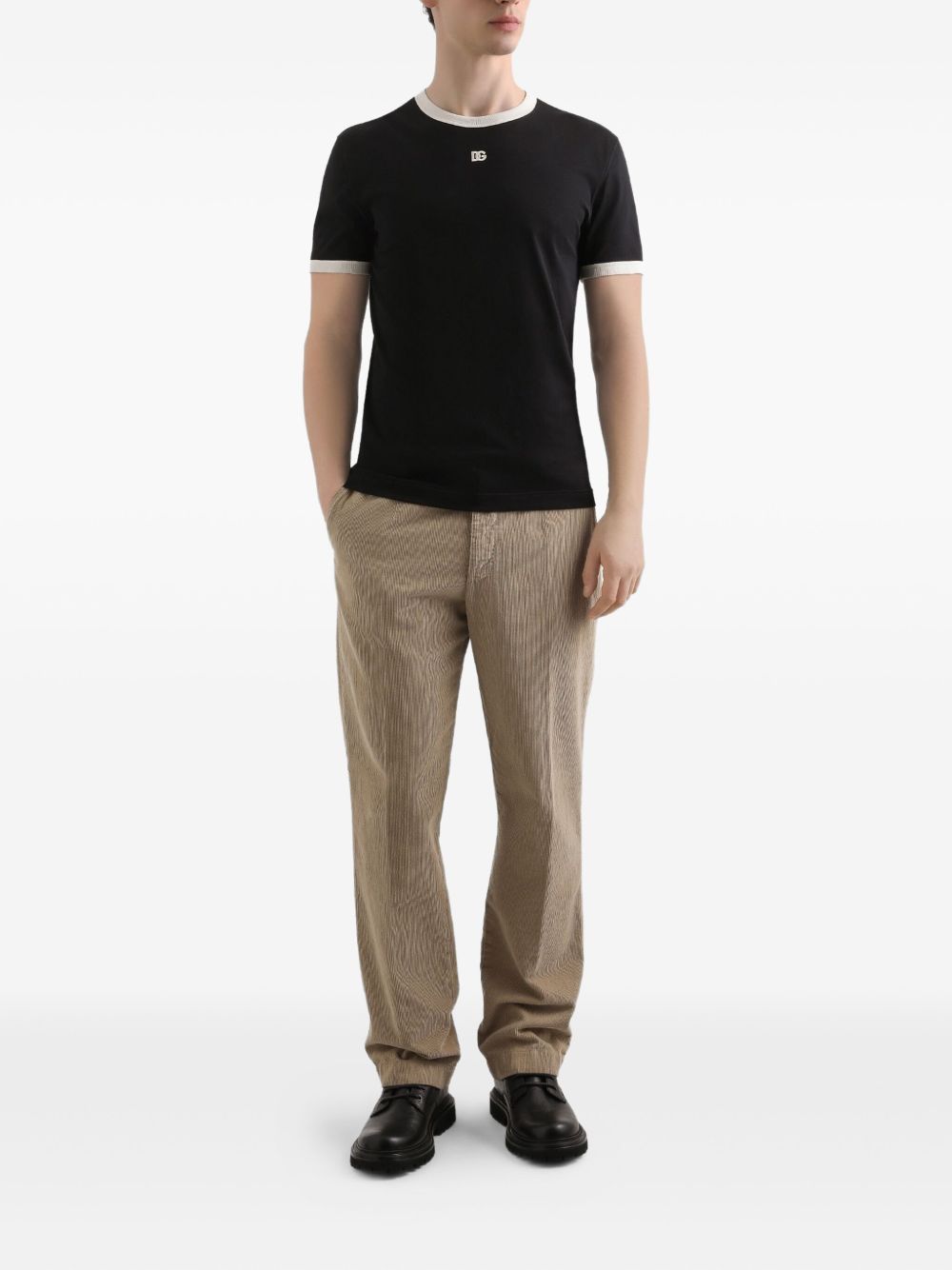 DOLCE & GABBANA Garment-Dyed Velvet Trousers for Men