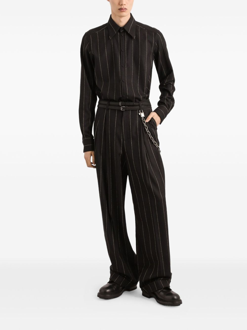 DOLCE & GABBANA Pinstriped Flannel Trousers for Men