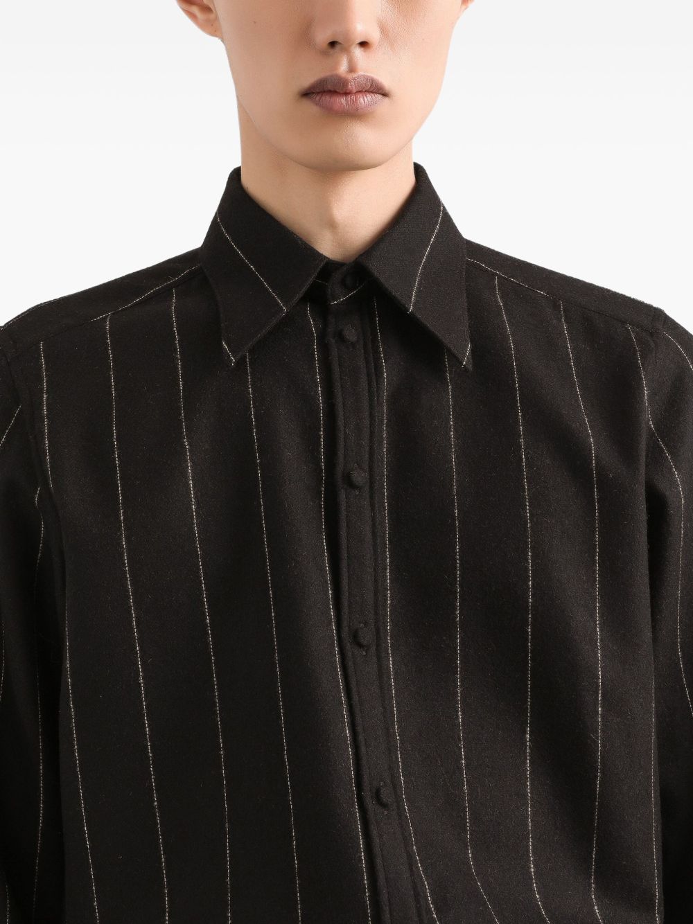 DOLCE & GABBANA Pinstriped Alpaca Blend Flannel Shirt for Men - Fall Winter 25/26