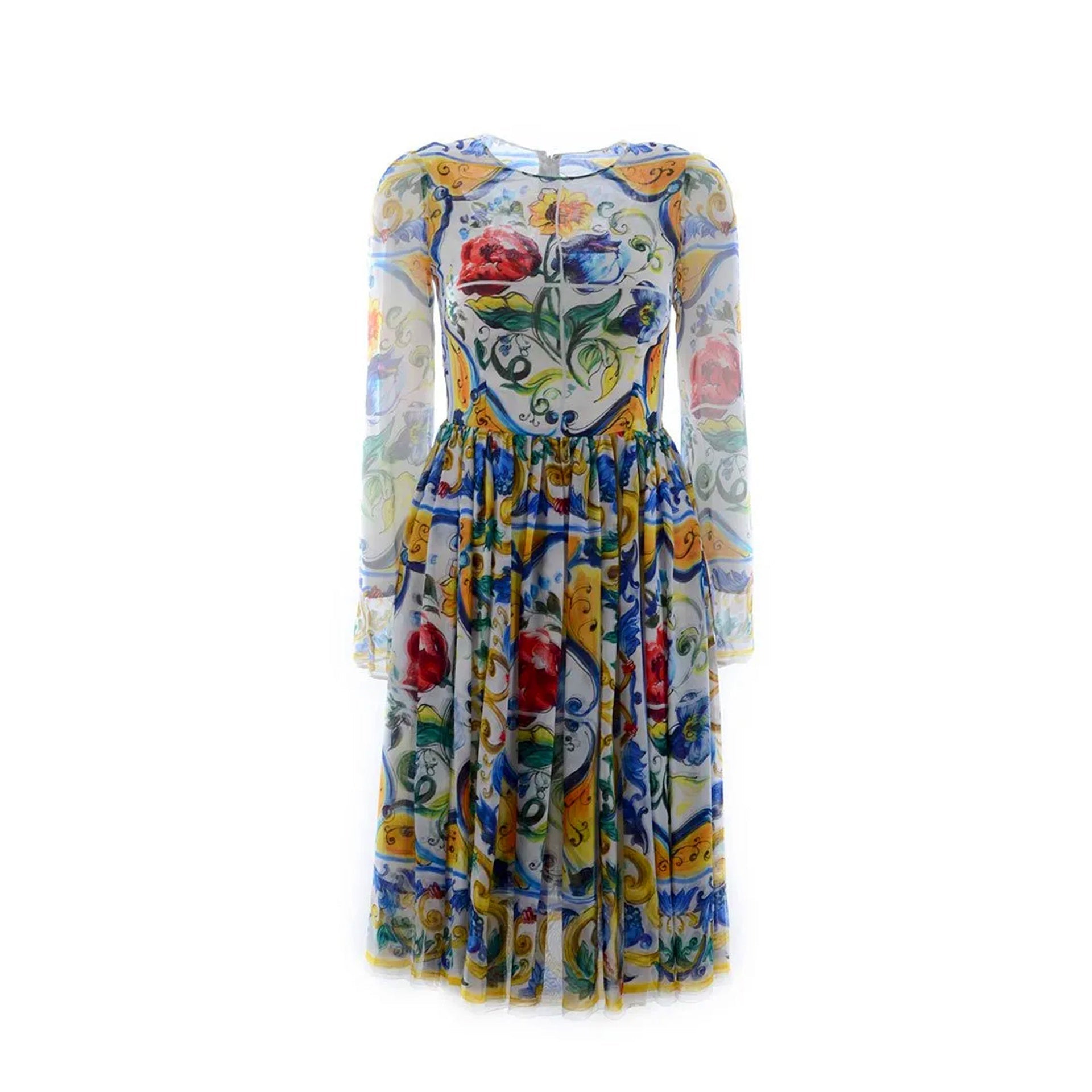 DOLCE & GABBANA Silk Maiolica Mini Dress
