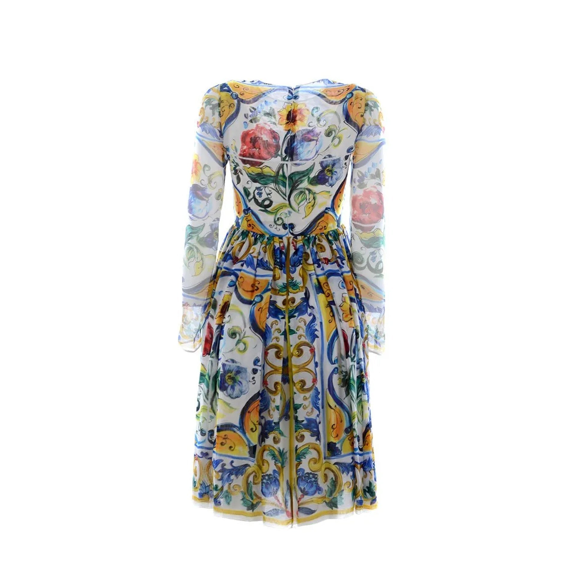 DOLCE & GABBANA Silk Maiolica Mini Dress