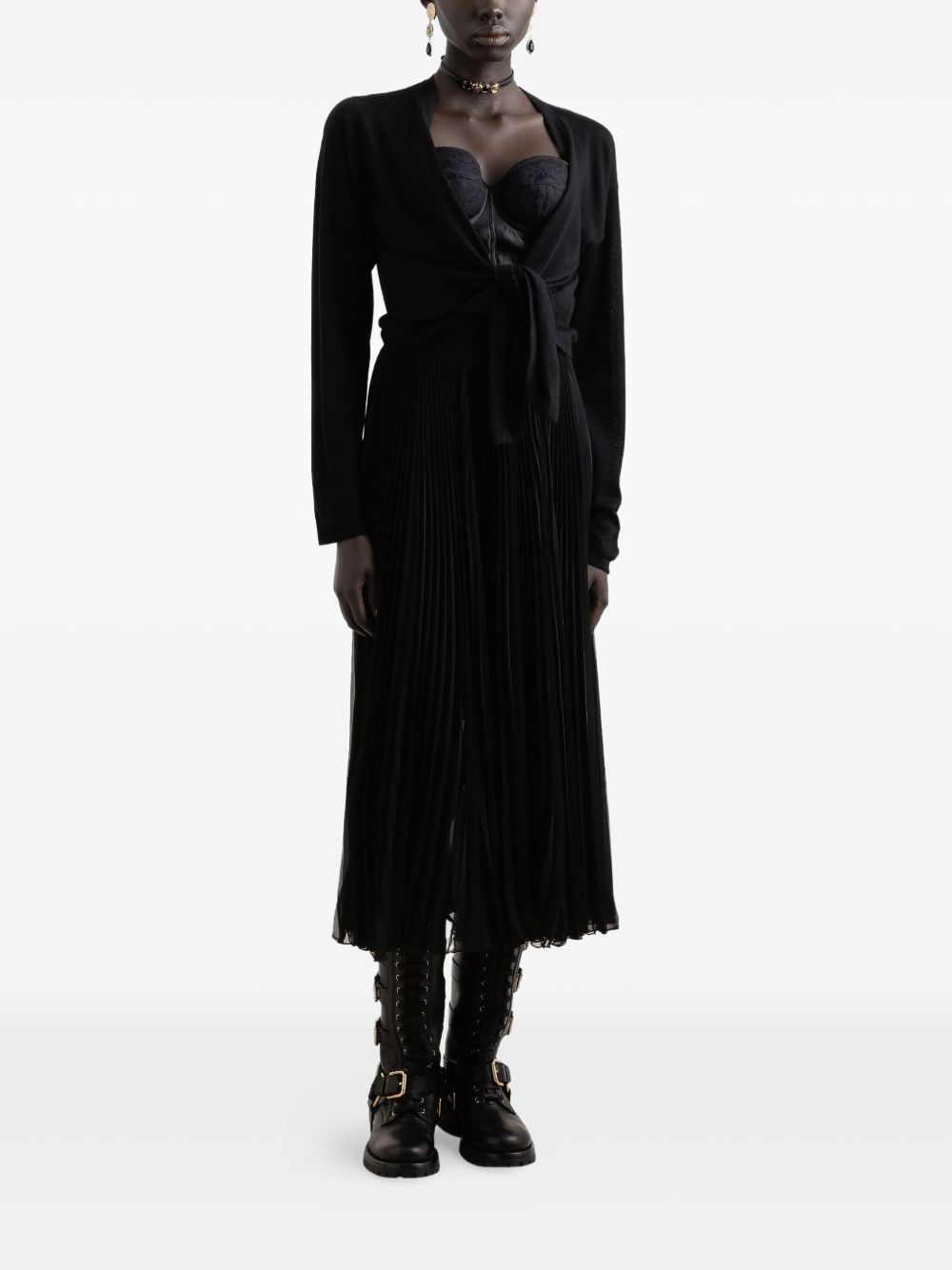 DOLCE & GABBANA Elegant V-Neck Cardigan with Front Knot - Size 40