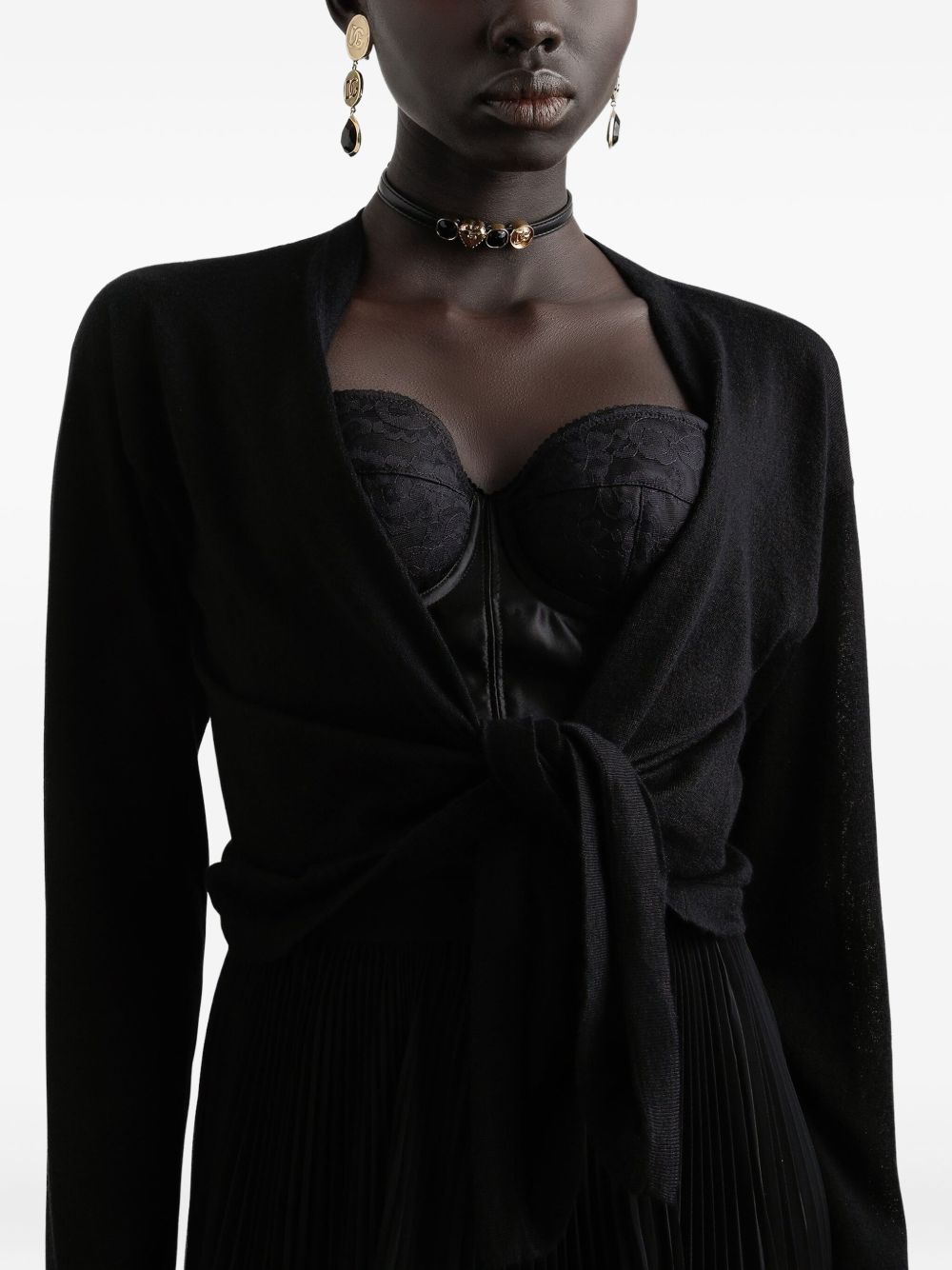 DOLCE & GABBANA Elegant V-Neck Cardigan with Front Knot - Size 40