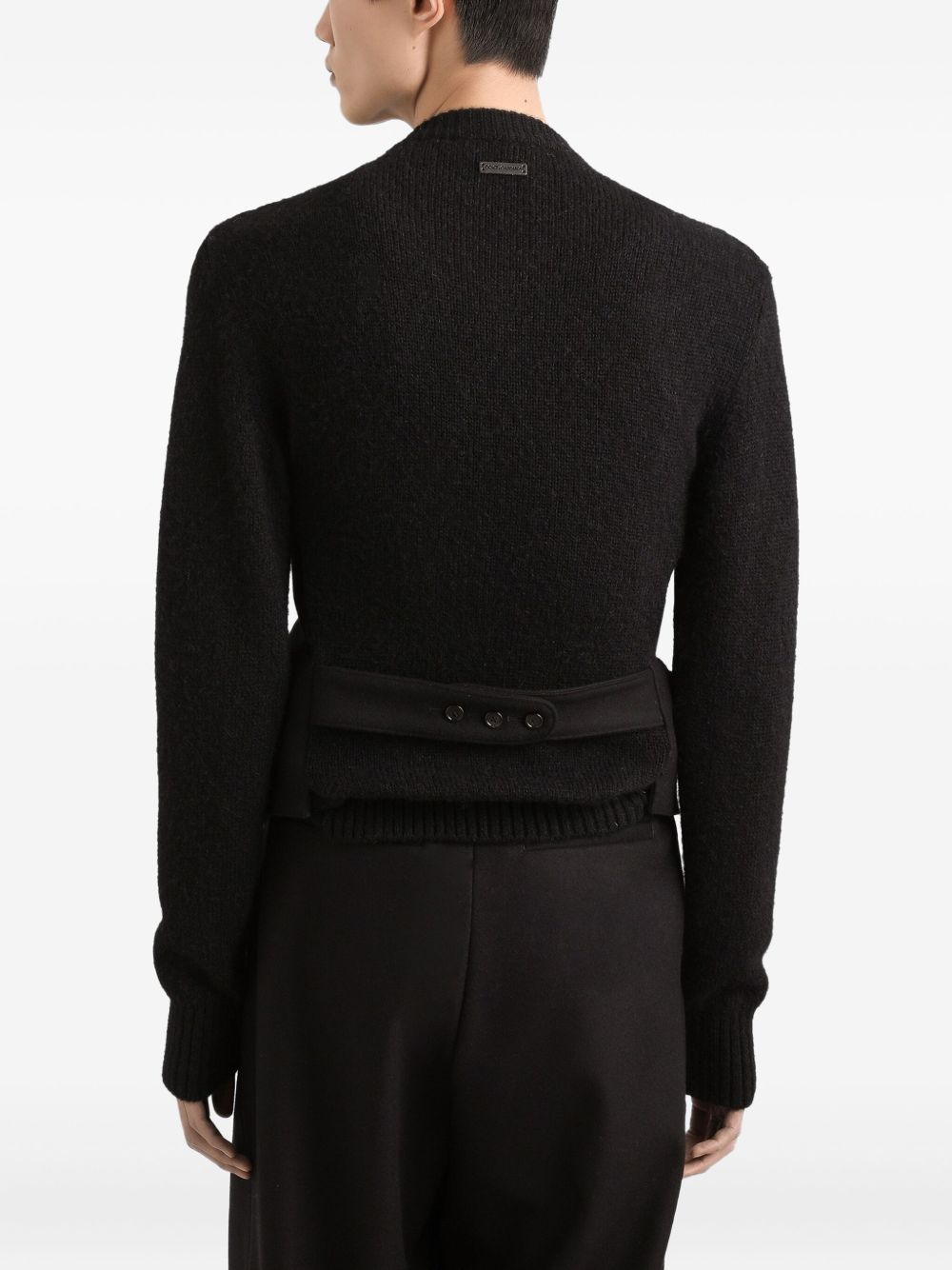 DOLCE & GABBANA V-Neck Sweater with Silk Satin Vest Overlay for Men