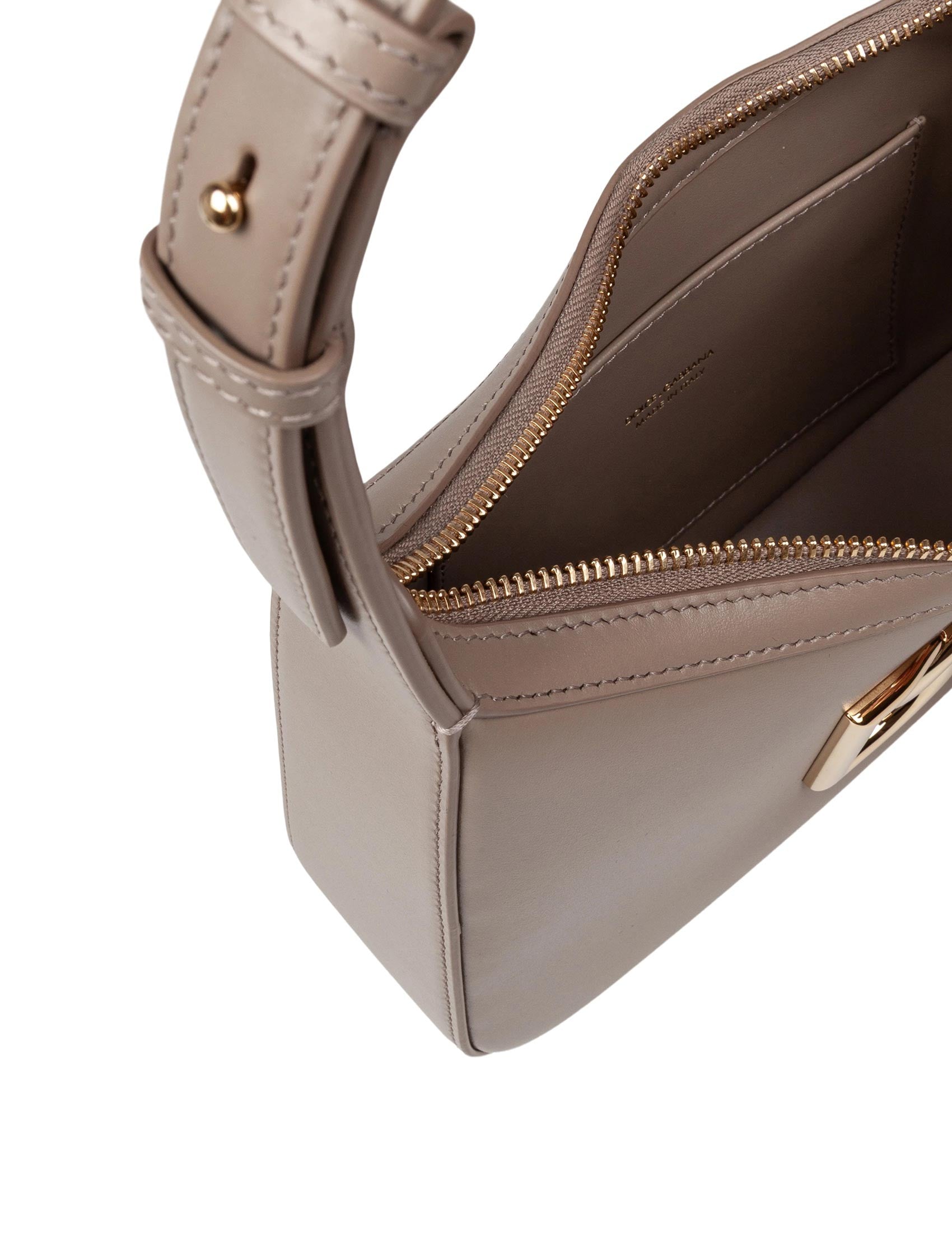 DOLCE & GABBANA Mini Leather Shoulder Handbag with DG Logo - 18cm x 22cm x 6cm