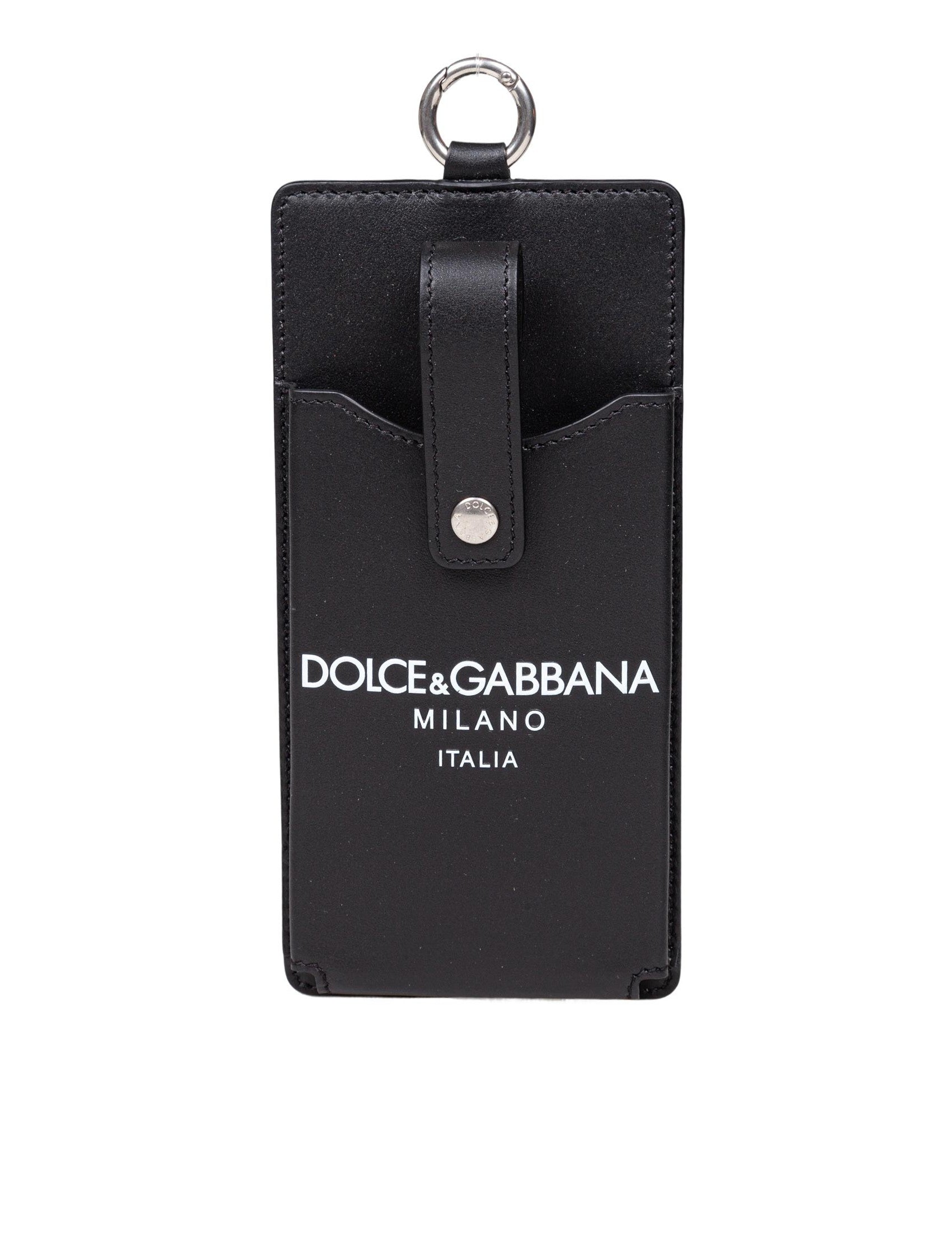 DOLCE & GABBANA Leather Cell Phone Holder with Adjustable Strap - 18.5cm Height