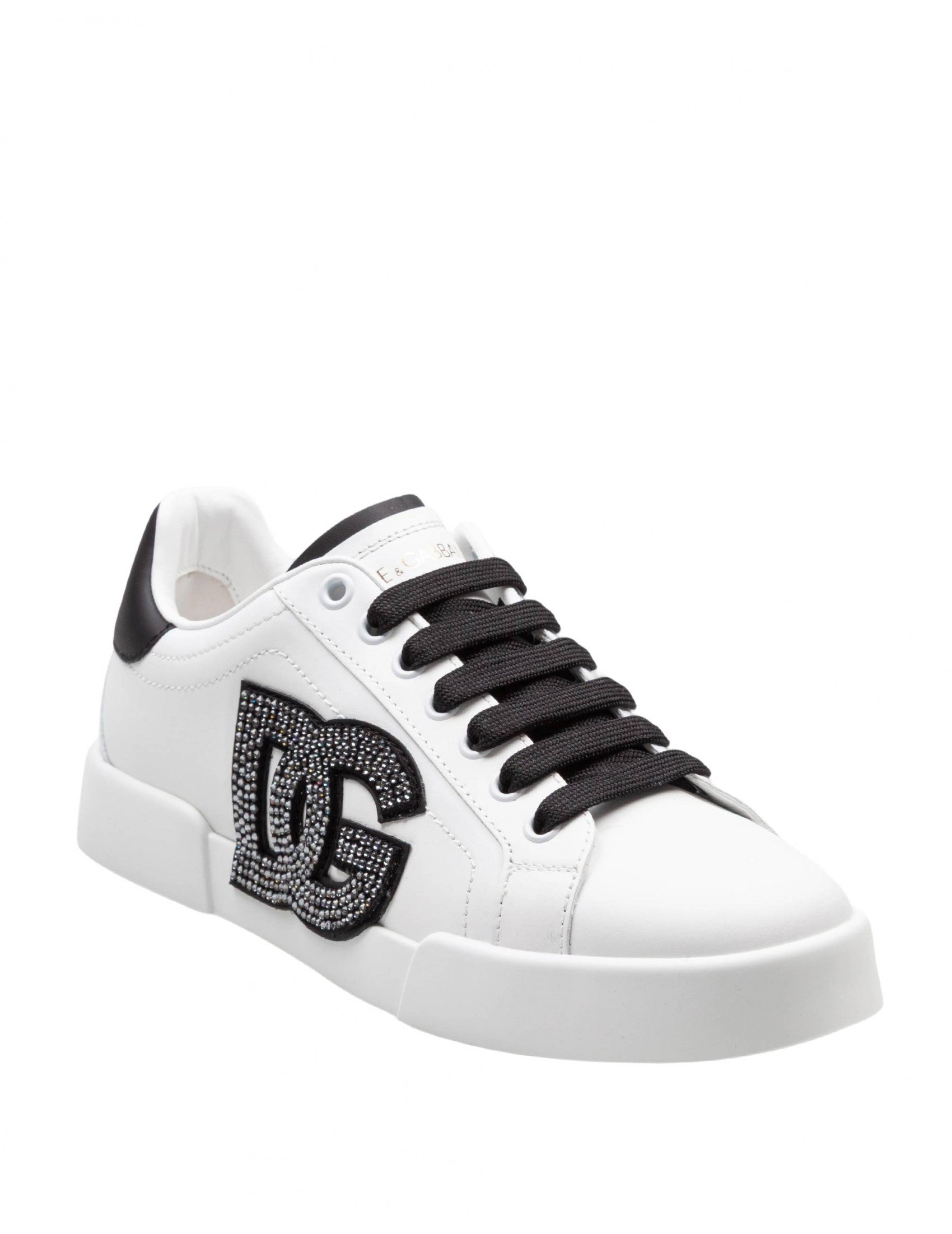 DOLCE & GABBANA Light Leather Sneakers with DG Logo for Women
