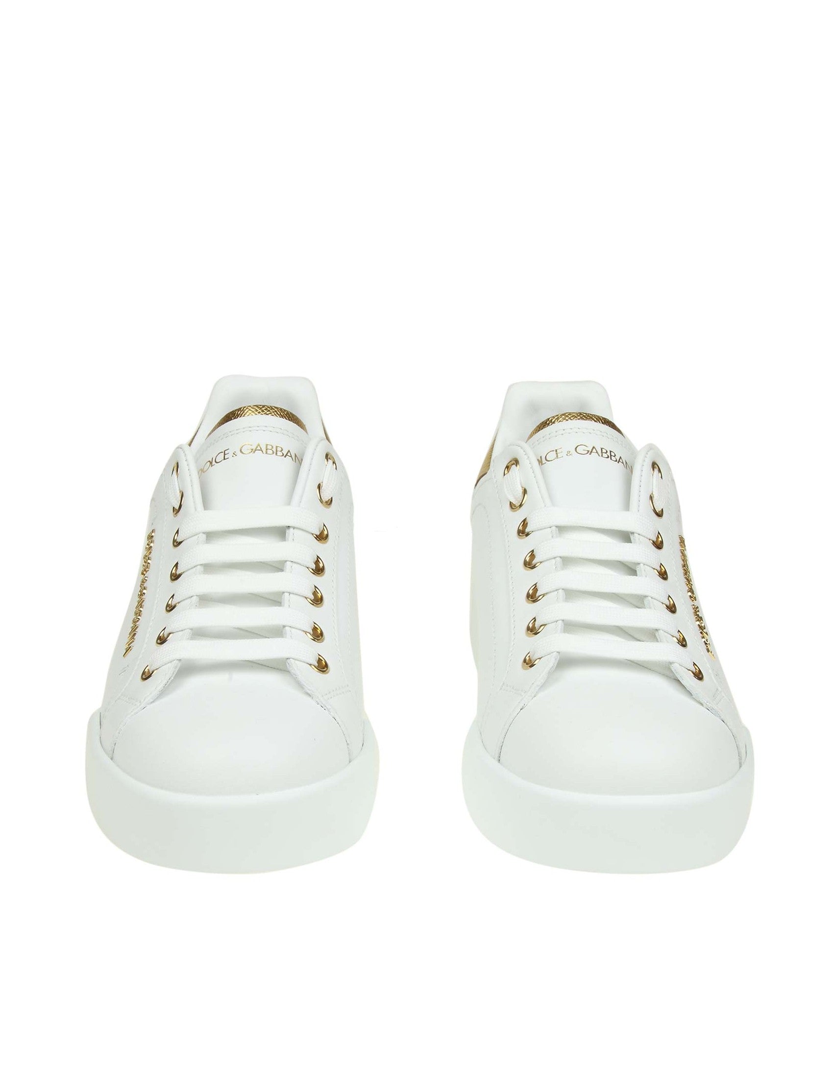 DOLCE & GABBANA Portofino Sneaker with Logo Pearl Detail