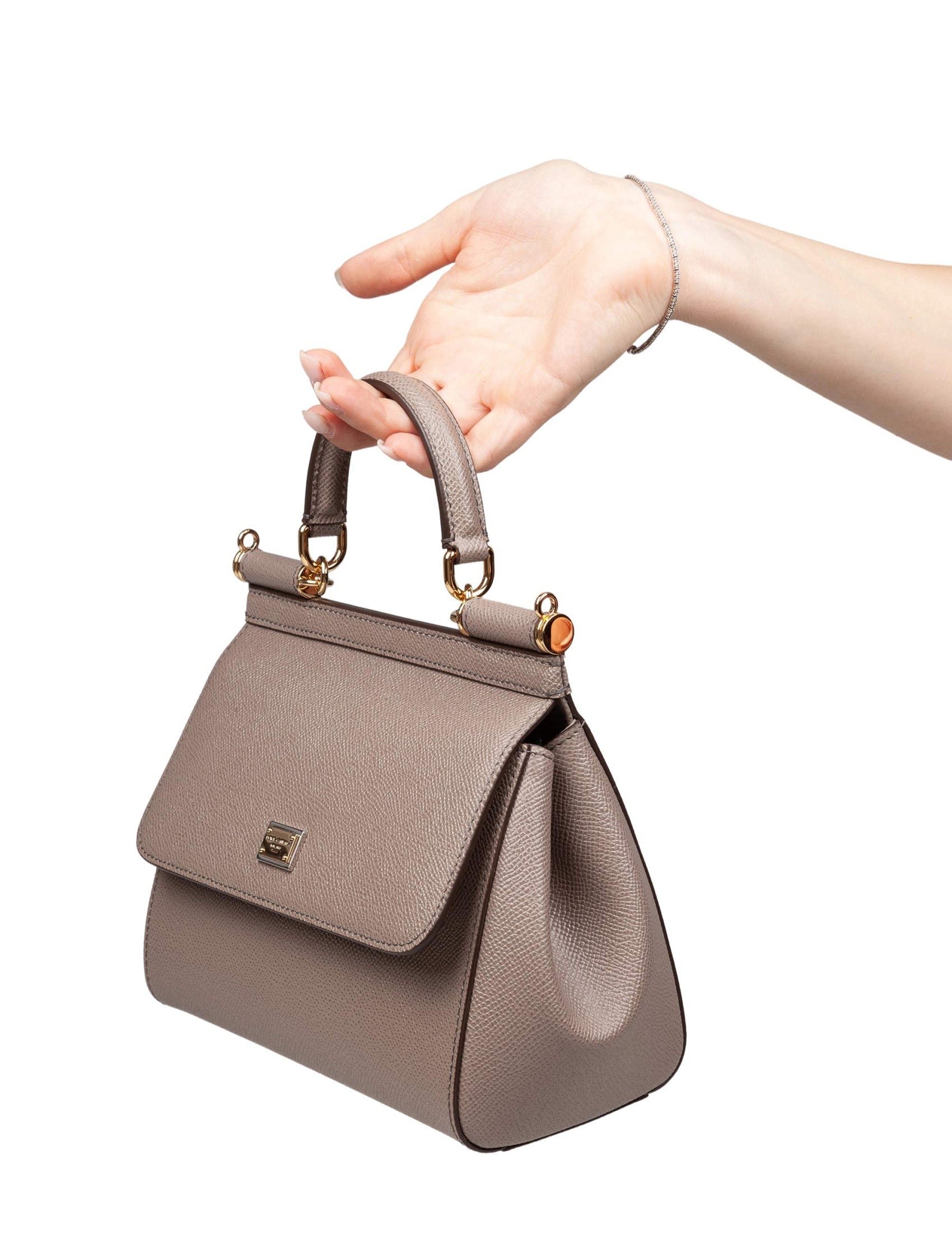 DOLCE & GABBANA Sicily Media Leather Handbag - Elegant Mini Satchel