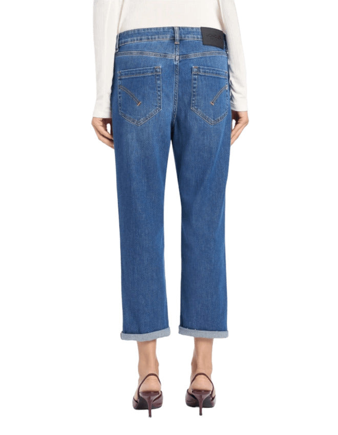 DONDUP Ankle-Length Regular Fit Jeans with Jeweled Button Fly