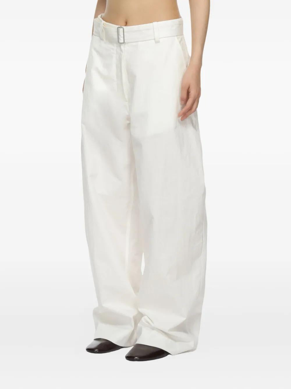 STUDIO NICHOLSON Round Leg Cotton Trousers with Detachable Belt - Women's