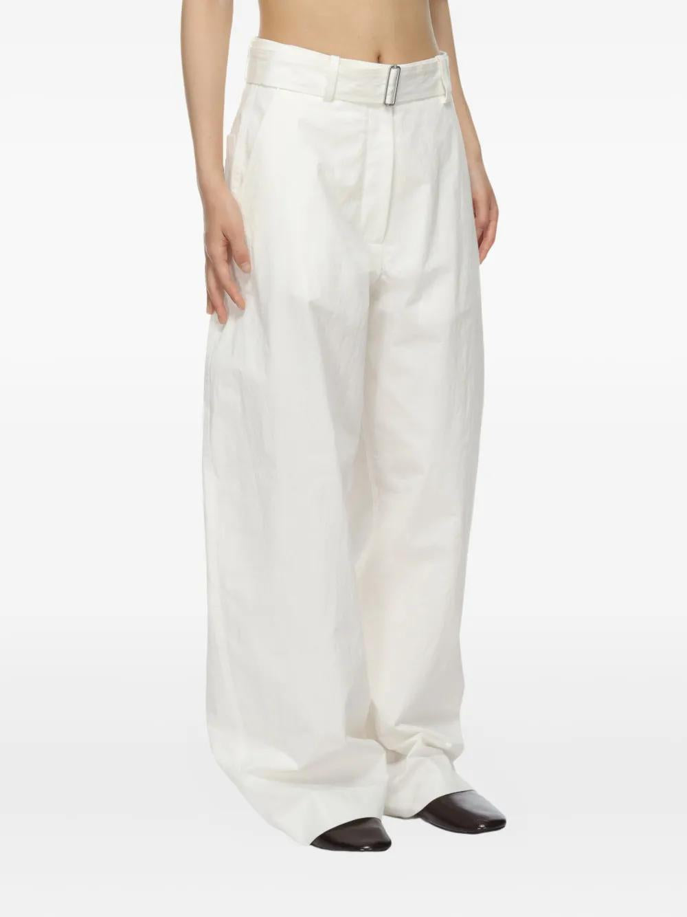 STUDIO NICHOLSON Round Leg Cotton Trousers with Detachable Belt - Women's