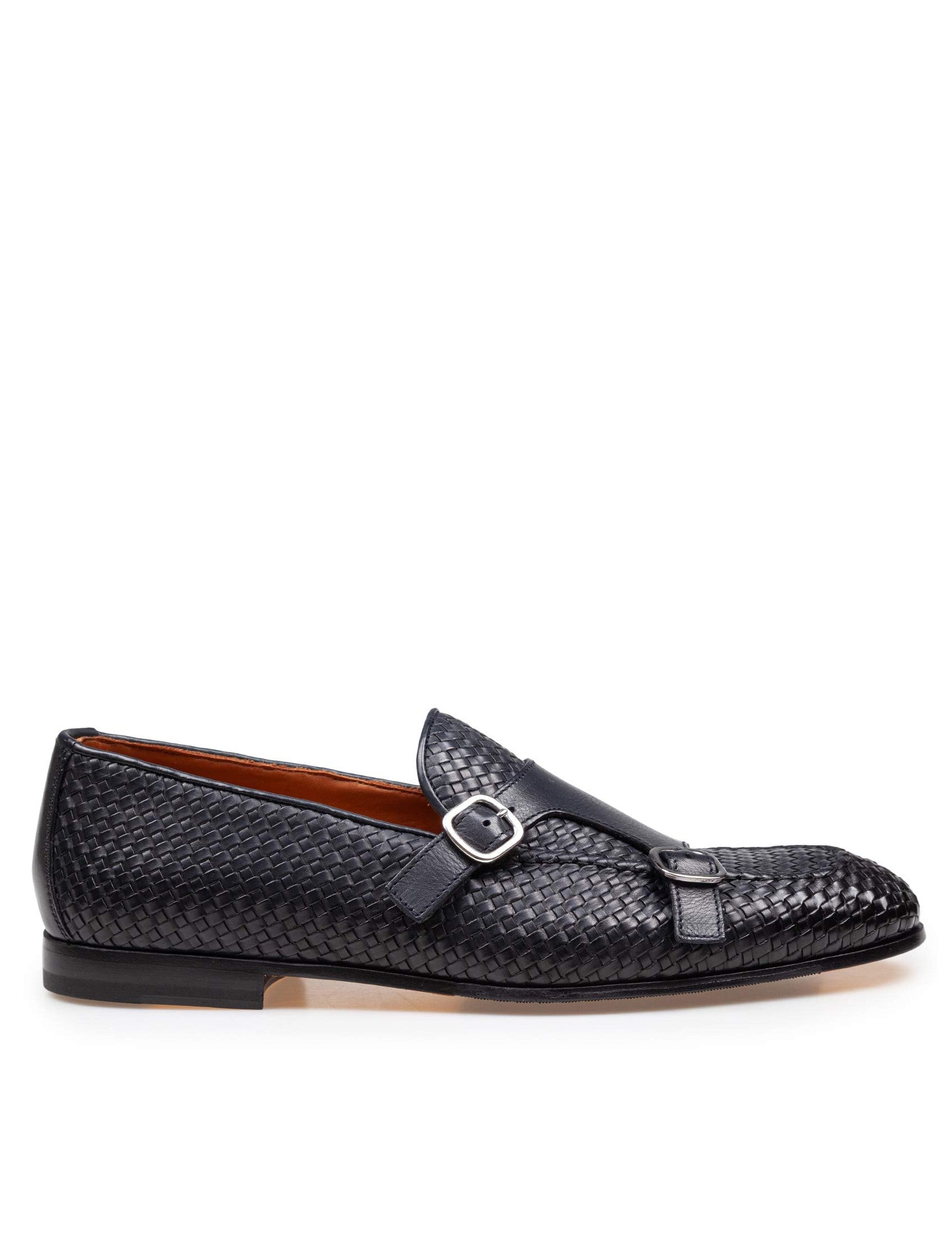 DOUCAL'S Double Buckle Woven Leather Moccasin