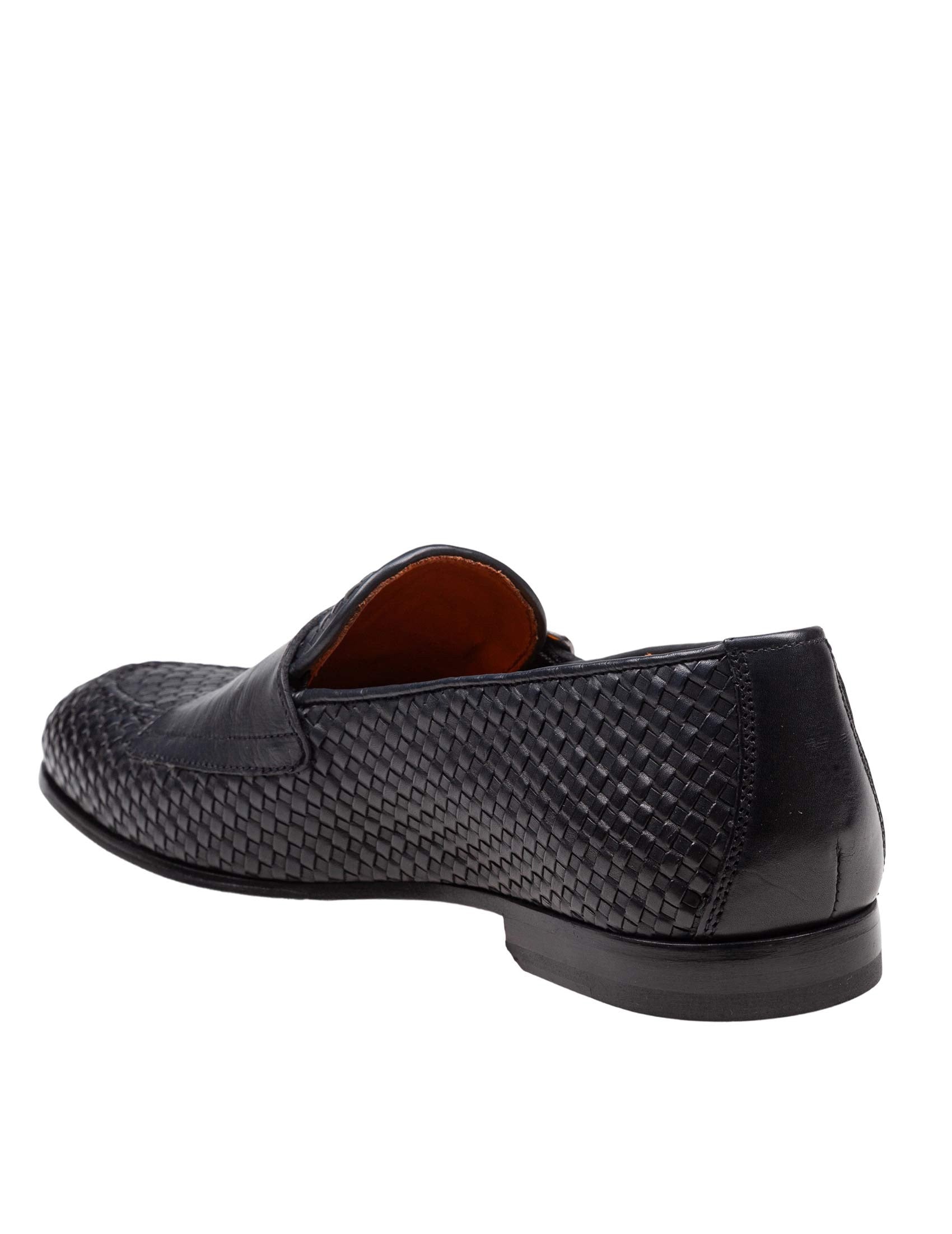 DOUCAL'S Double Buckle Woven Leather Moccasin