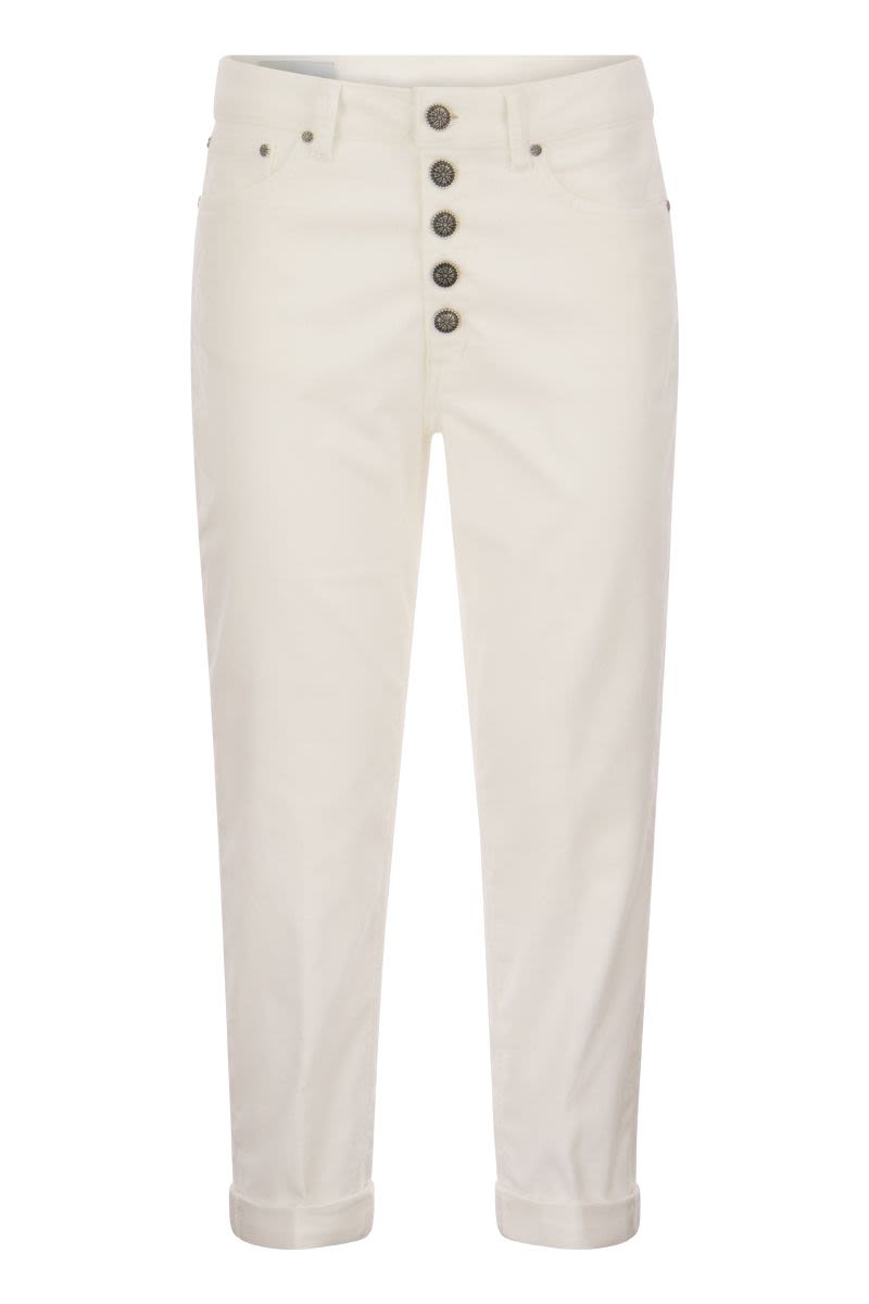 DONDUP Multi-Striped Velvet Trousers with Jewelled Buttons