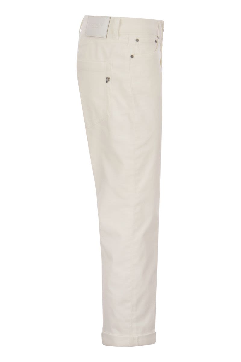 DONDUP Multi-Striped Velvet Trousers with Jewelled Buttons