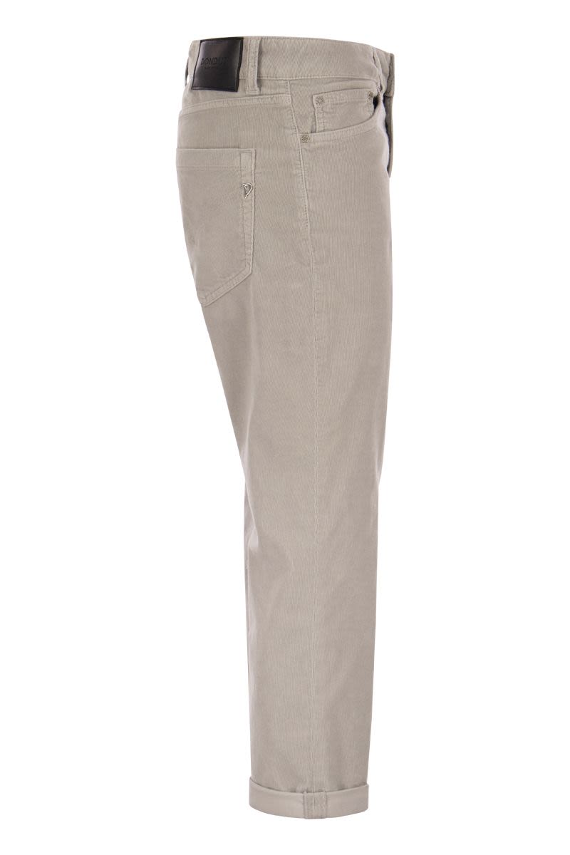 DONDUP Multi-Striped Velvet Trousers with Jewelled Buttons - Loose Fit, Ankle Length