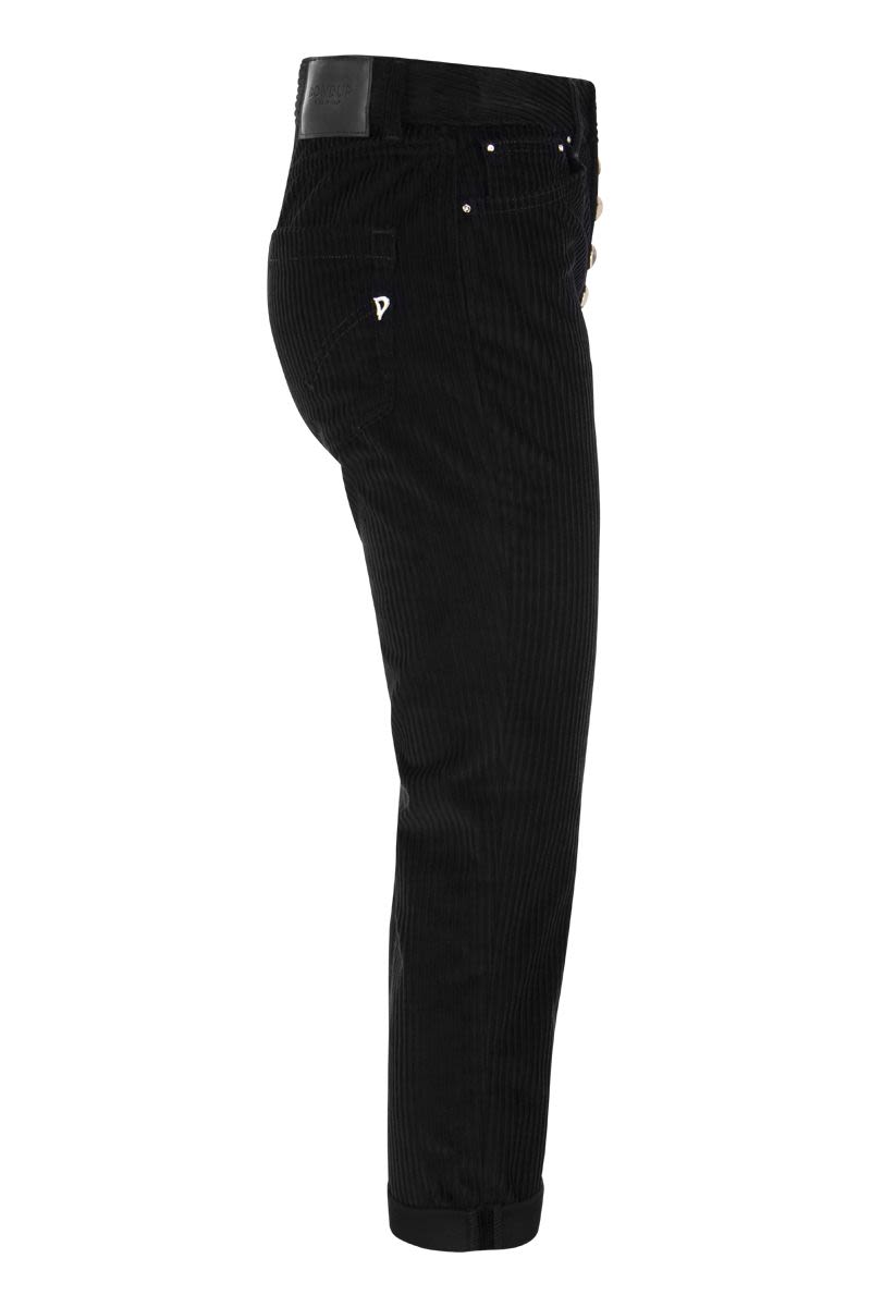 DONDUP Loose-Fitting Velvet Trousers with Jewel Detail