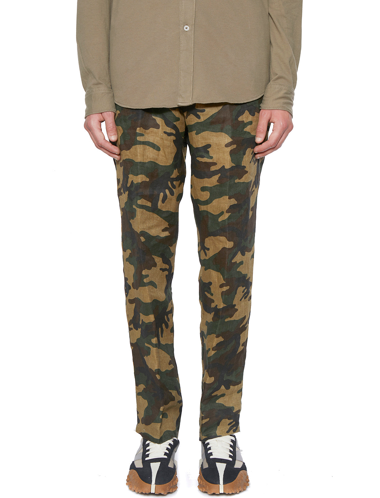 DANIELE ALESSANDRINI Linen Camouflage Pants - Size 48