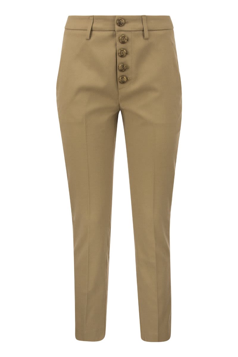 DONDUP High-Waisted Cropped Slim Chino Trousers