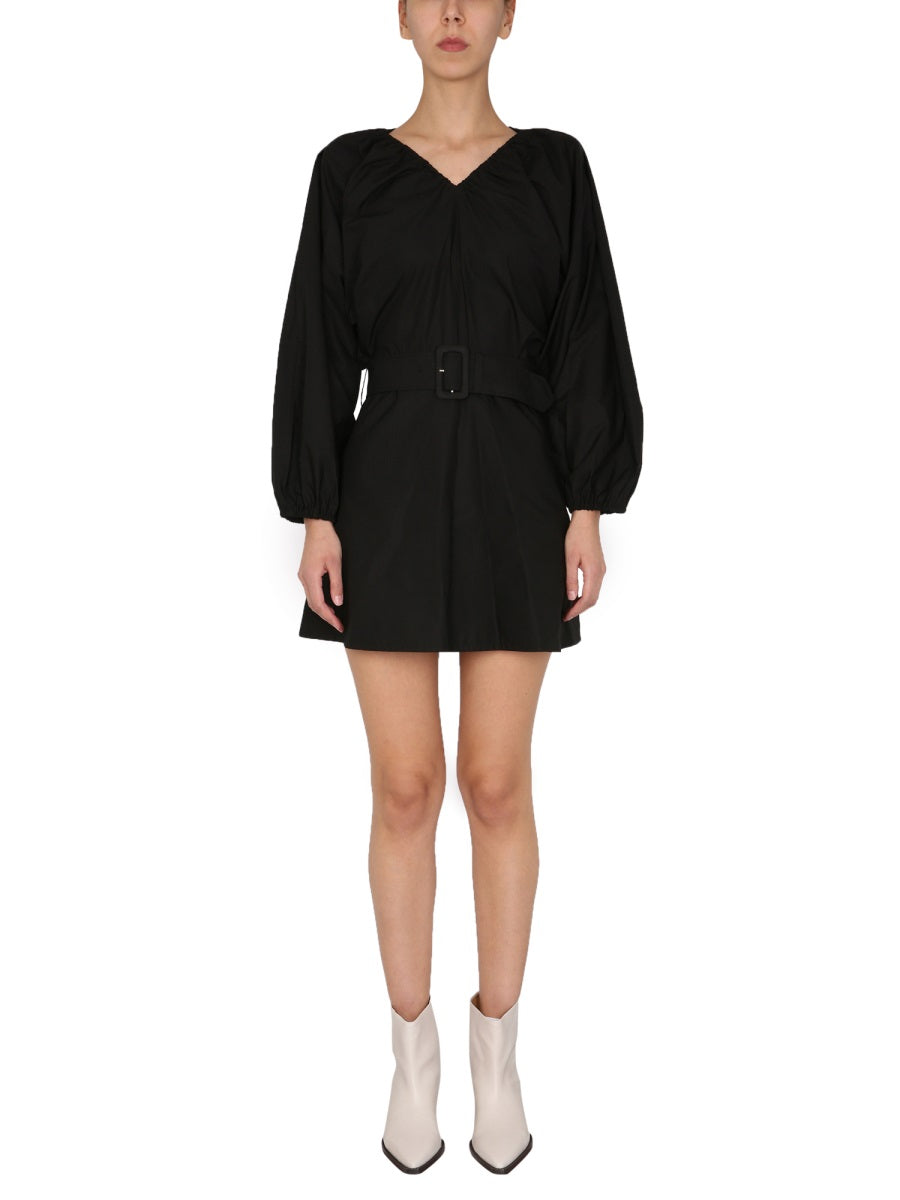 PATOU V-Neck Balloon Sleeves Mini Dress