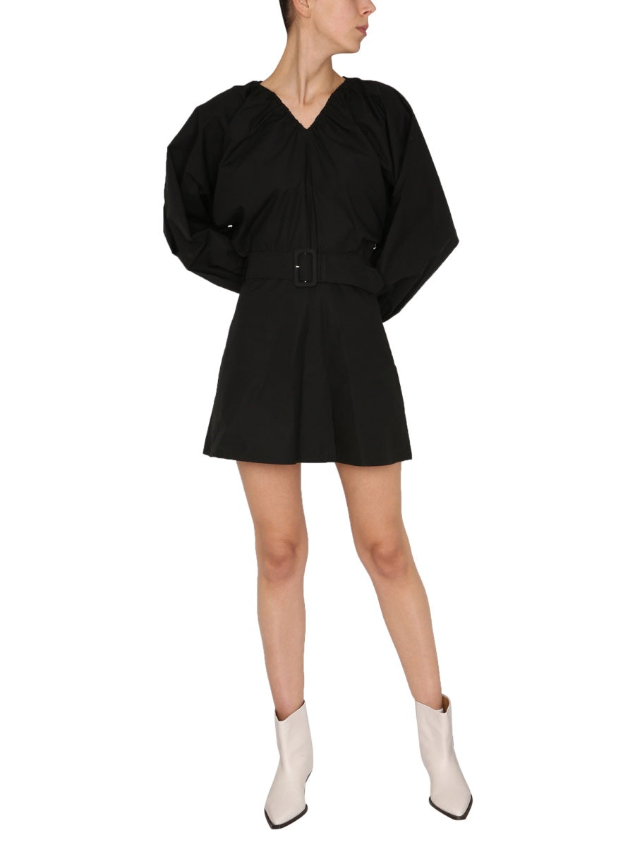 PATOU V-Neck Balloon Sleeves Mini Dress