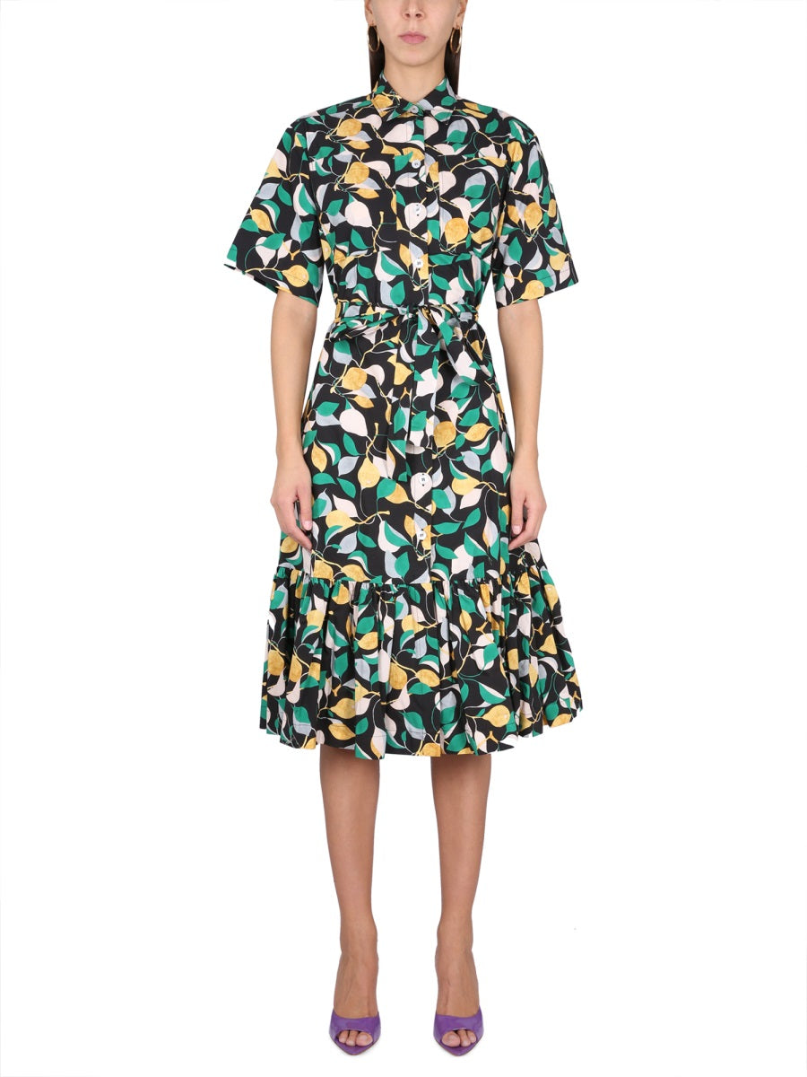 LA DOUBLE J Classic Collar Mini Shirt Dress with Belt