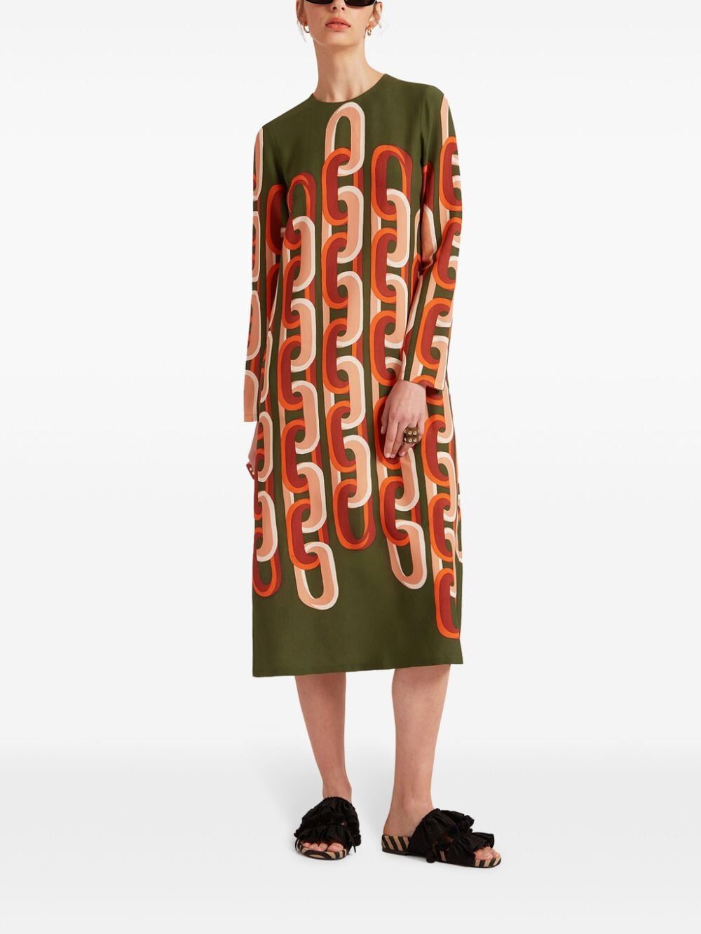 LA DOUBLE J Long Sleeve Midi Swing Dress
