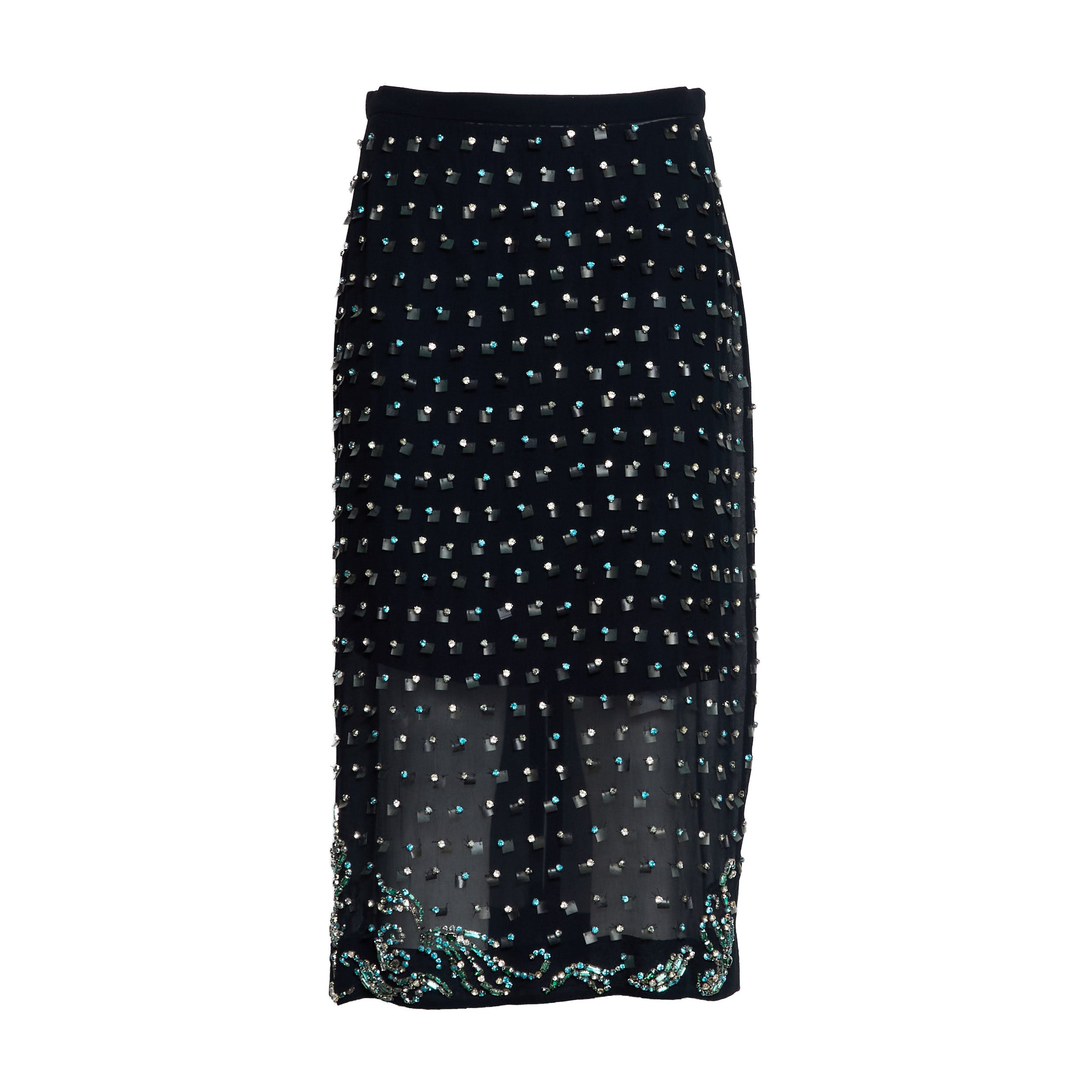 DRIES VAN NOTEN Mini Jewel Embellished Skirt with Back Slit