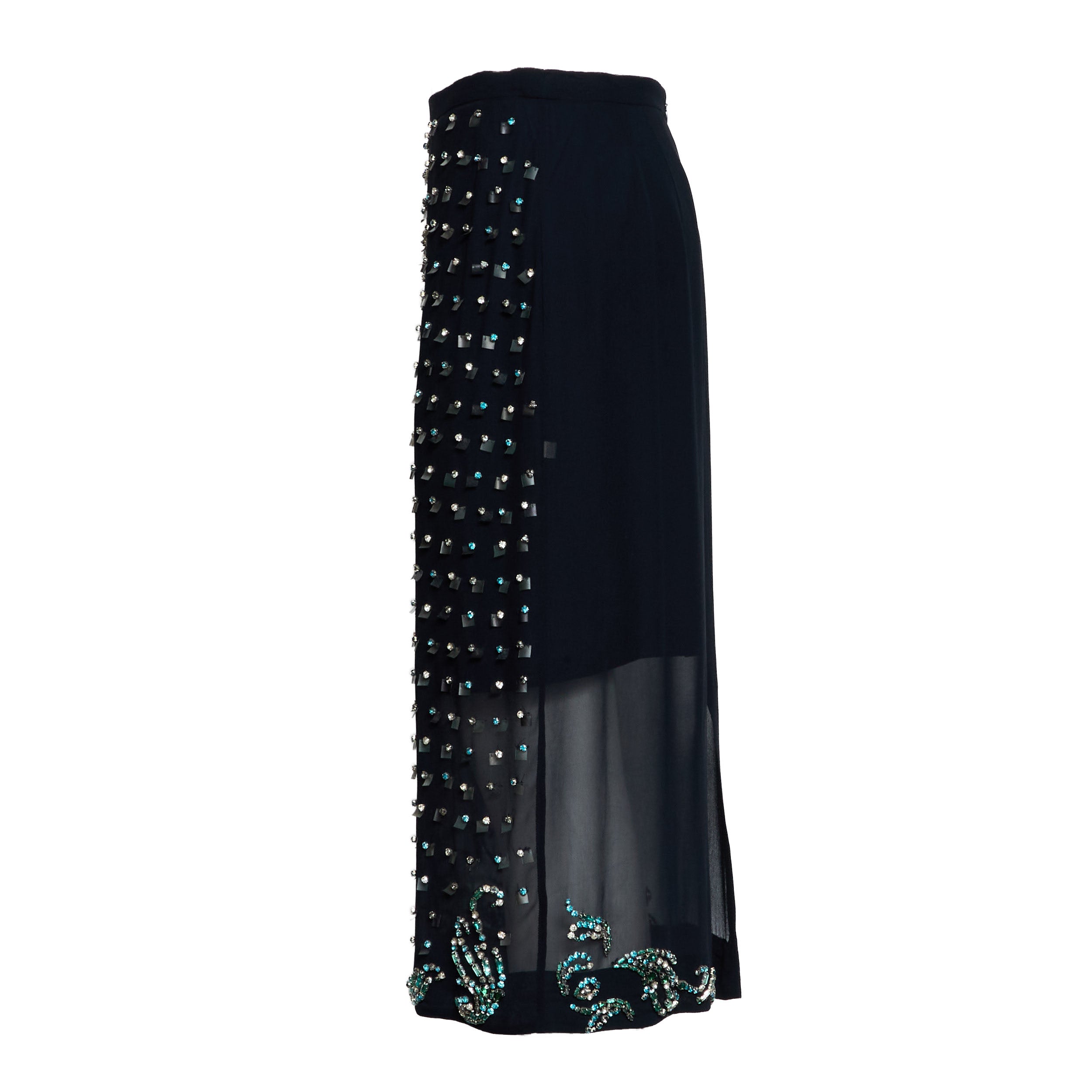 DRIES VAN NOTEN Mini Jewel Embellished Skirt with Back Slit