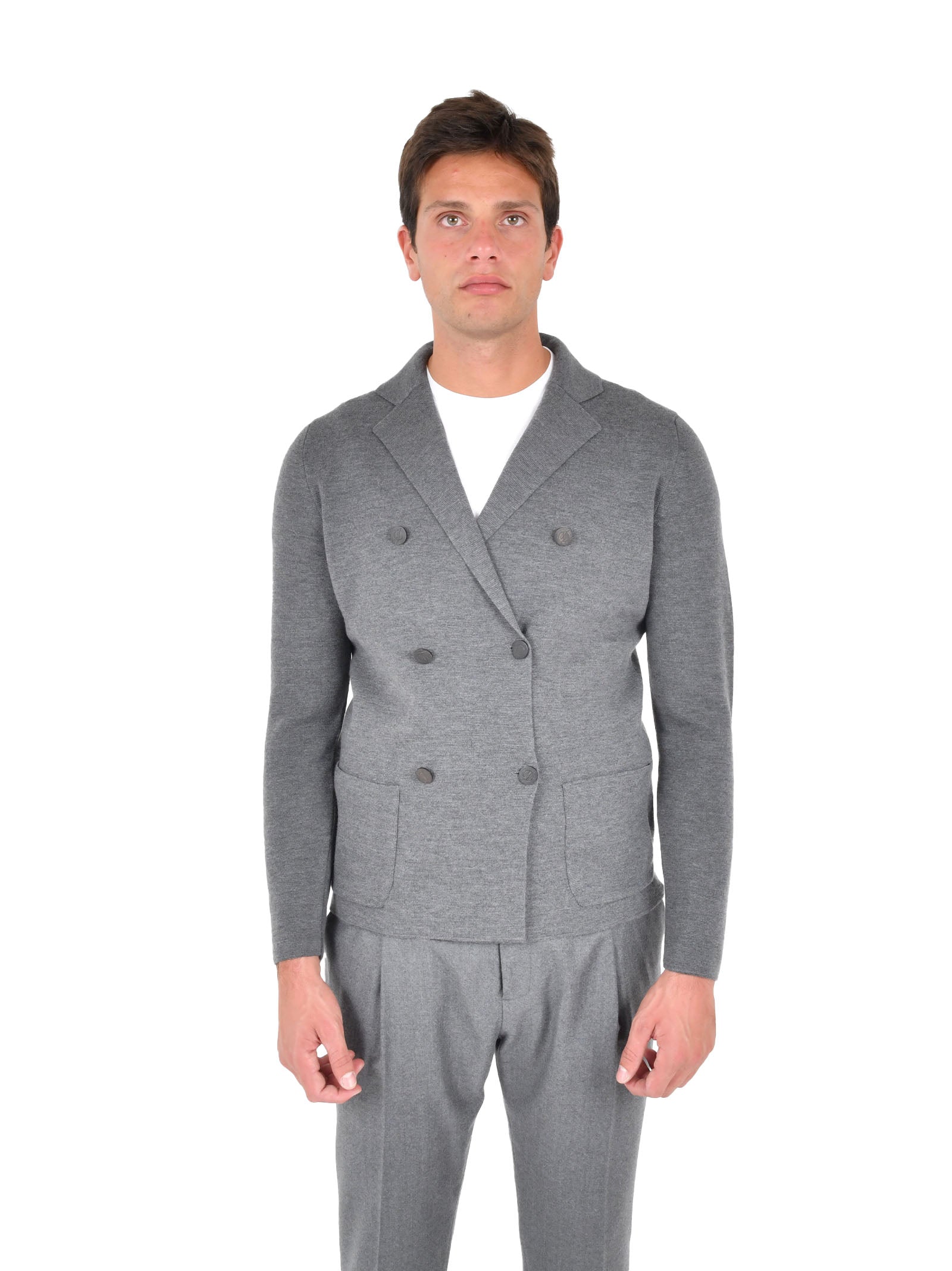DRUMOHR Double-Breasted Merino Wool Blazer for Men