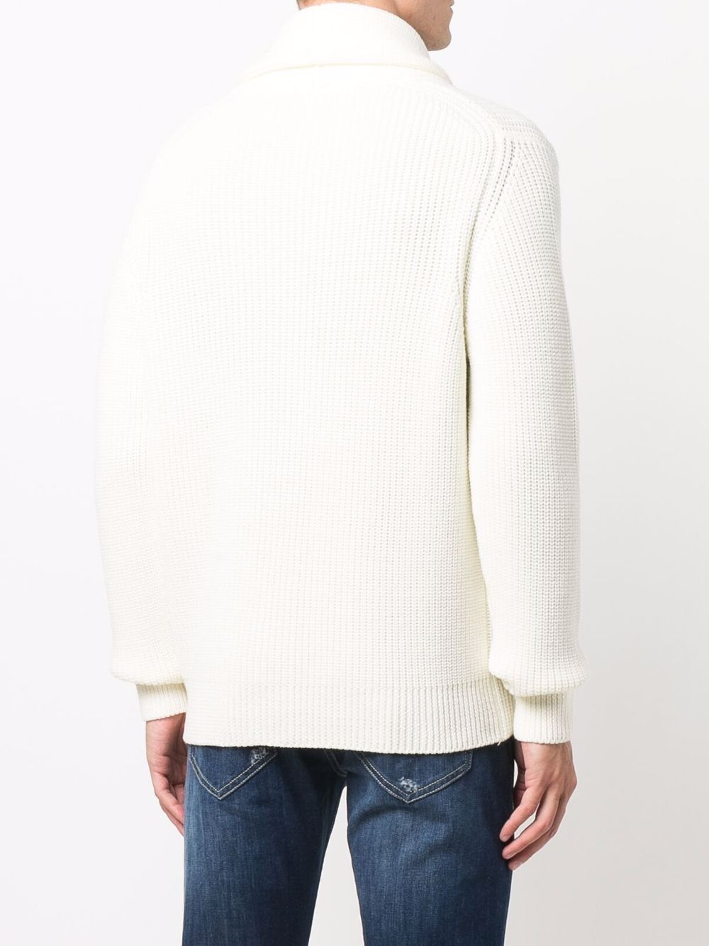 DRUMOHR Cozy Rib Stitch Cardigan with Scarf Collar for Men