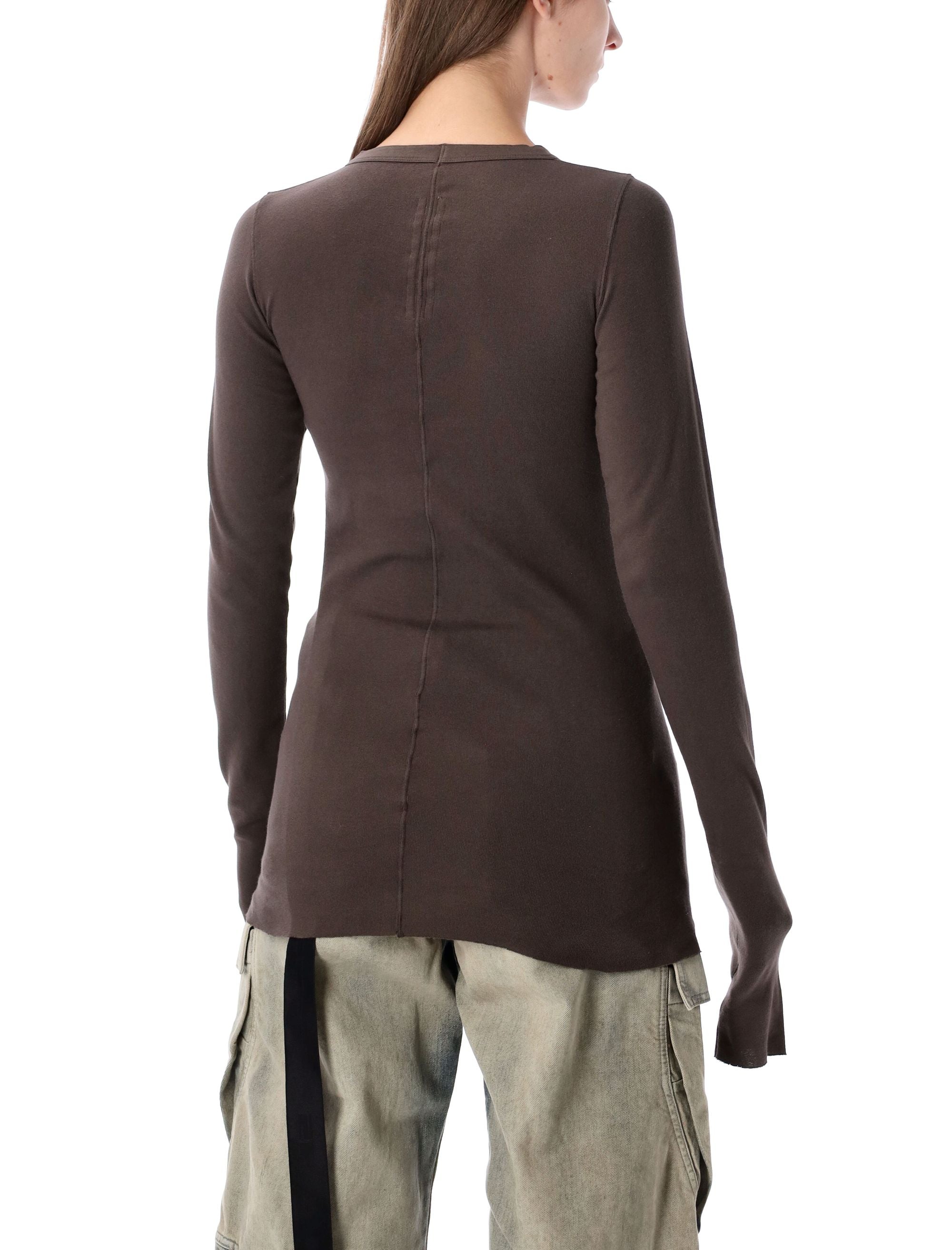 RICK OWENS Minimalist Ribbed Long Sleeve T-Shirt - Slim Fit