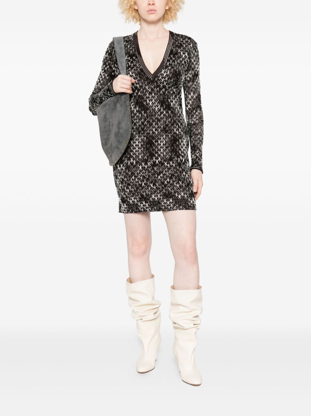 MISSONI Wool Blend Geometric Pattern Short Dress for Women