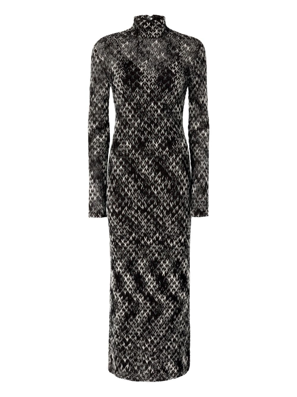 MISSONI Abstract Pattern High Neck Long Sleeve Dress