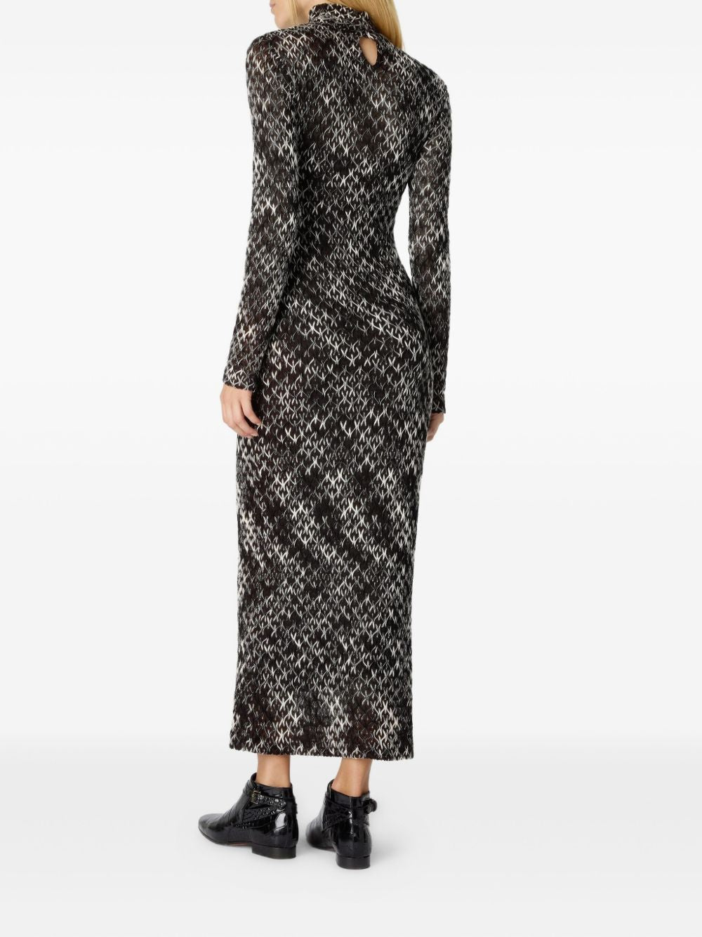 MISSONI Abstract Pattern High Neck Long Sleeve Dress