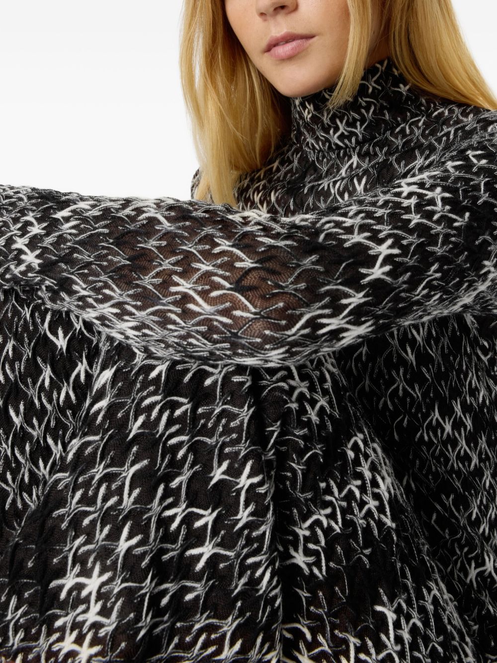 MISSONI Abstract Pattern High Neck Long Sleeve Dress