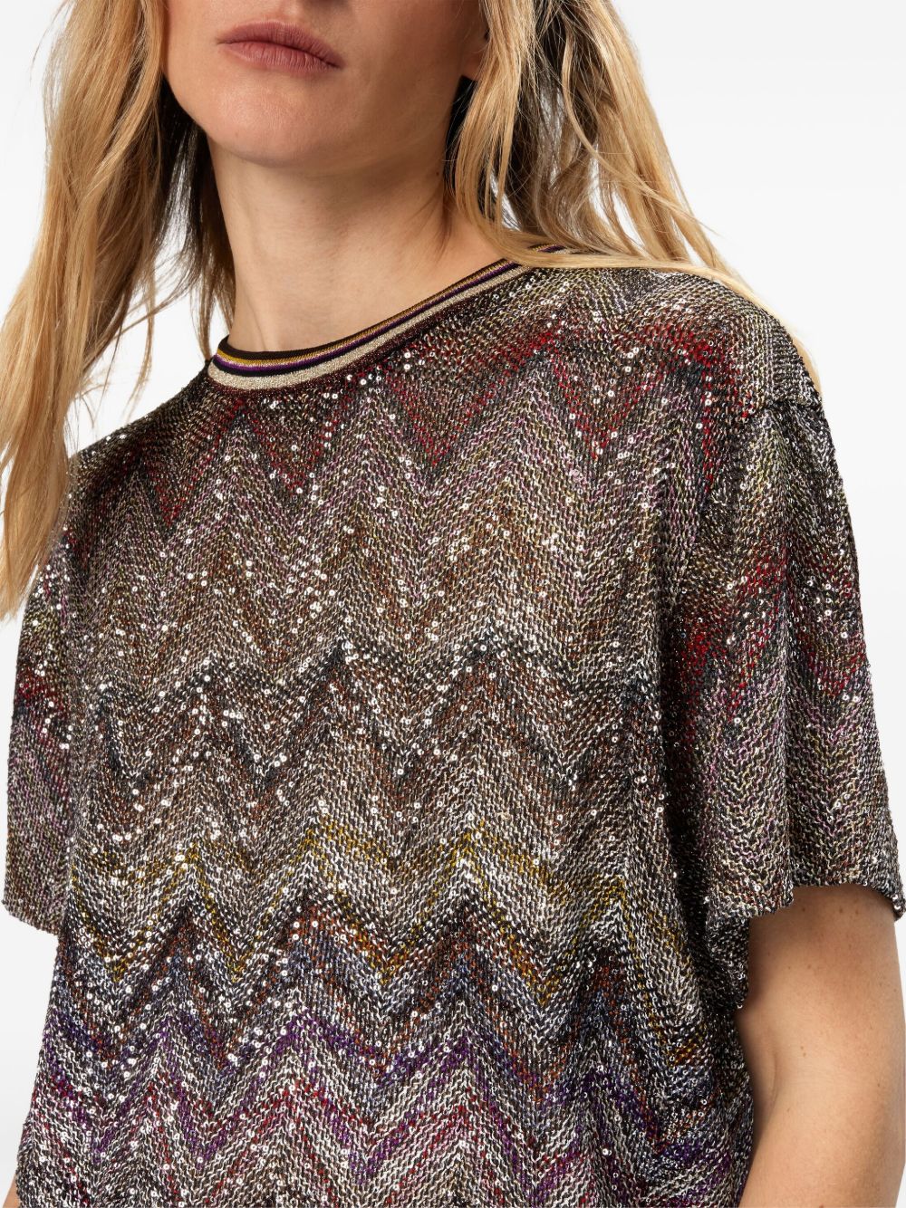 MISSONI Fine Knit Multi-Colour Crew T-Shirt