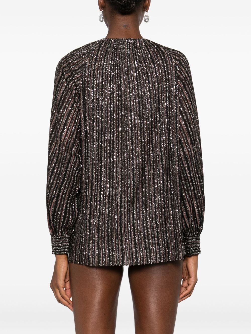 MISSONI Brown Striped Long Sleeve Relaxed Fit Top