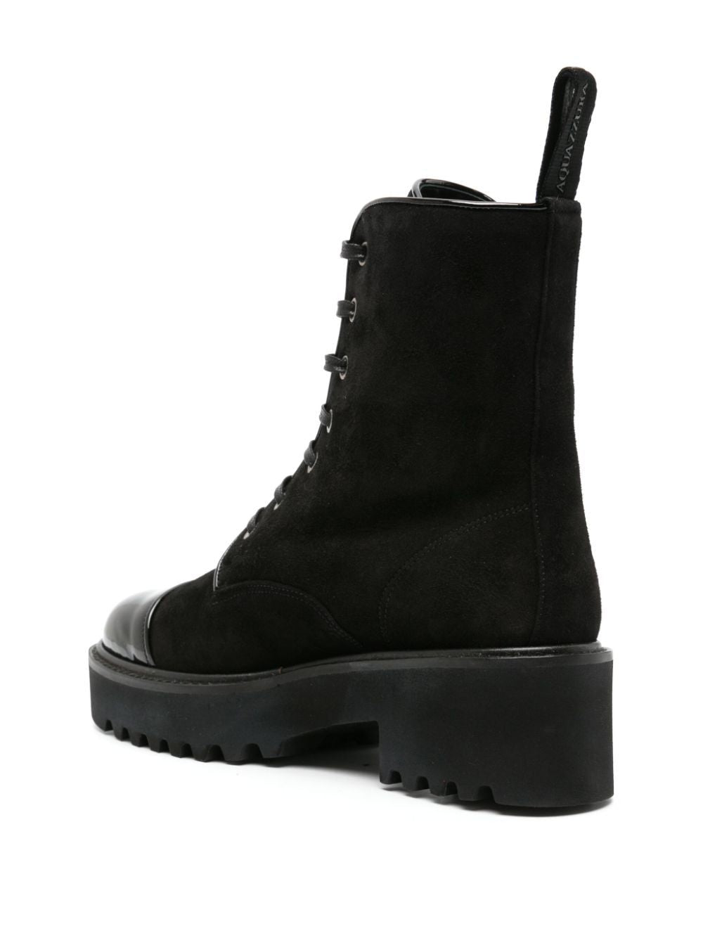 AQUAZZURA Lace-Up Boots with Patent Leather Details and Notched Sole - 5 cm Height