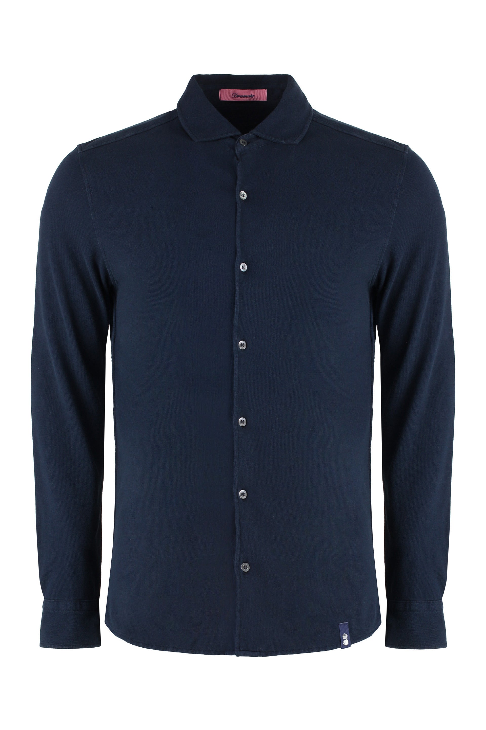 DRUMOHR Men's Cotton Piqué Shirt with Rounded Hem