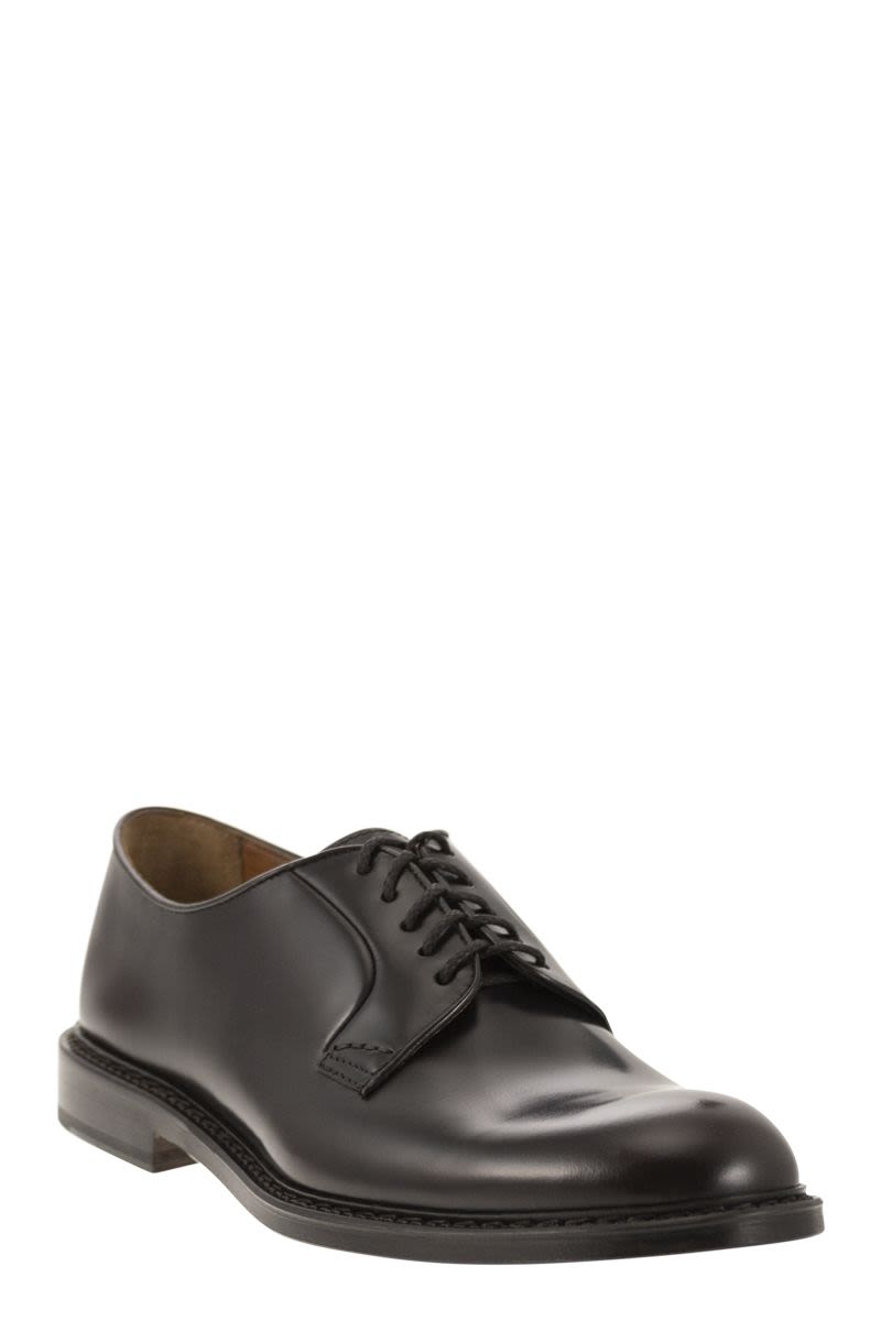 DOUCAL'S Smooth Leather Derby Dress Shoes - 5-Hole Lace-Up