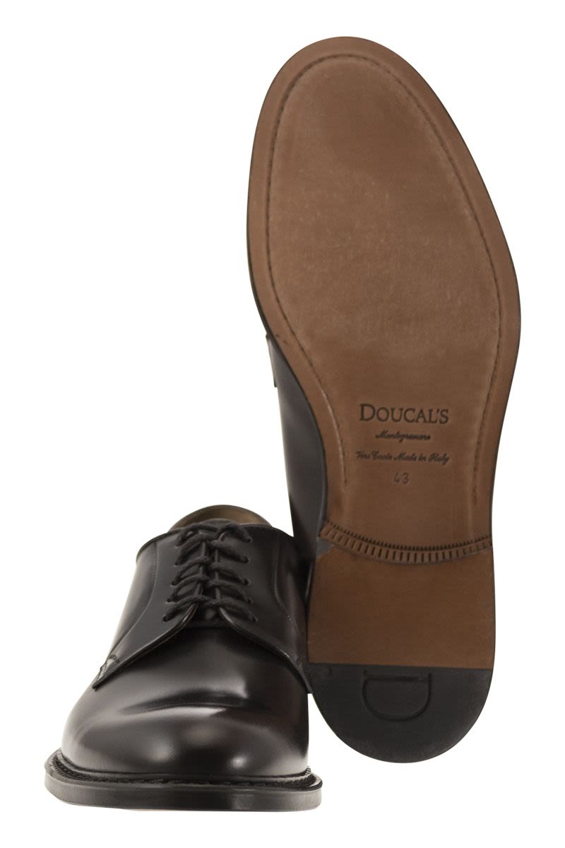 DOUCAL'S Smooth Leather Derby Dress Shoes - 5-Hole Lace-Up
