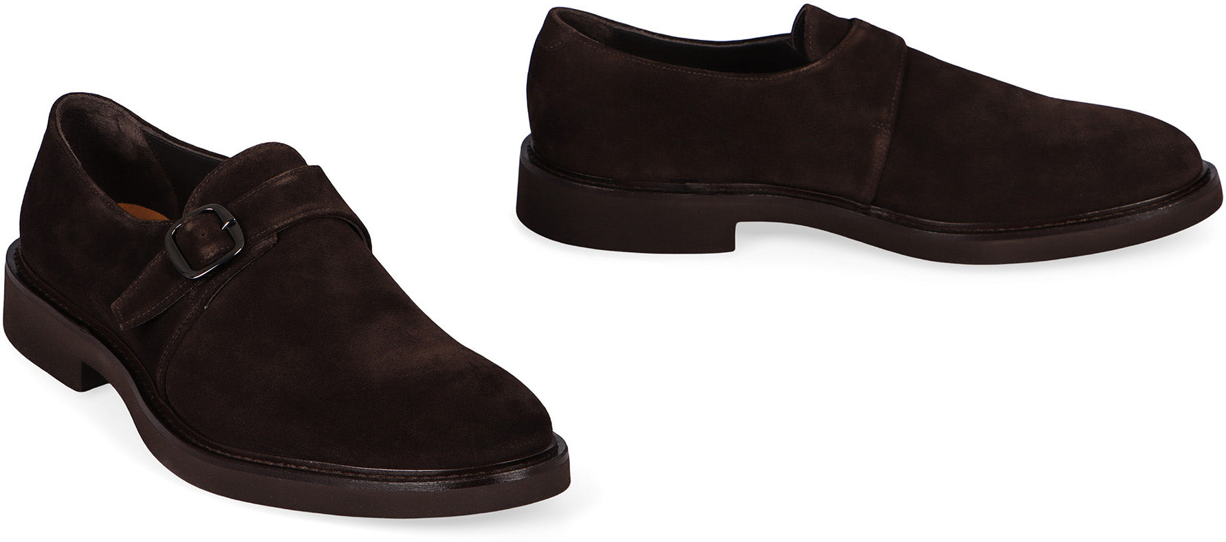 DOUCAL'S Round Toe Leather Monk-Strap Shoes