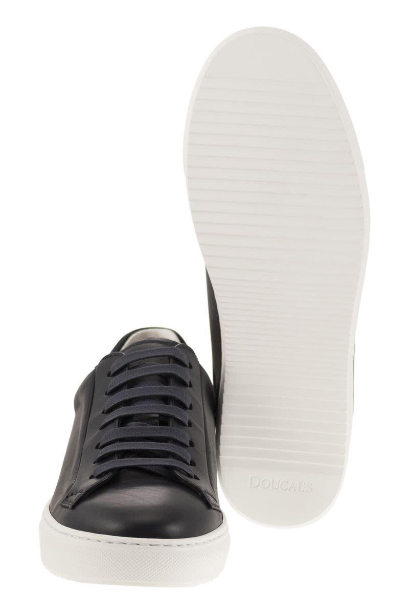 DOUCAL'S Smooth Leather Trainers with Comfort Insole - 3 cm Sole Height