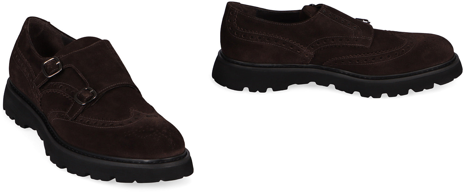 DOUCAL'S Suede Monk-Strap Shoes for Men
