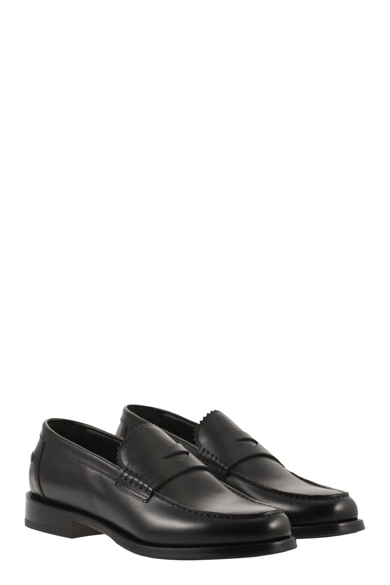 DOUCAL'S Refined Leather Loafer for Men - 3 cm Heel Height