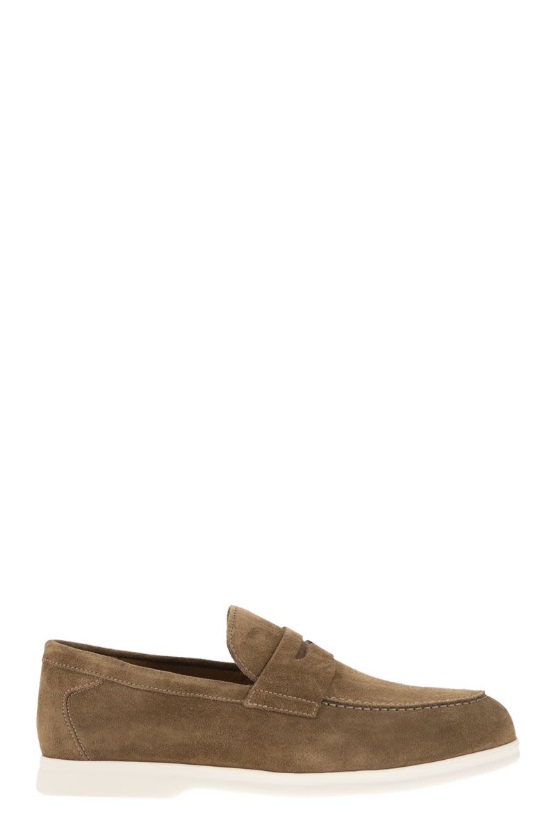 DOUCAL'S Classic Suede Moccasin for Men - Size 2 CM Sole Height