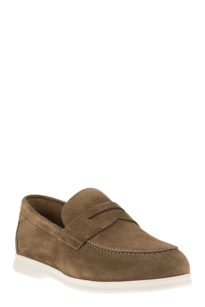 DOUCAL'S Classic Suede Moccasin for Men - Size 2 CM Sole Height